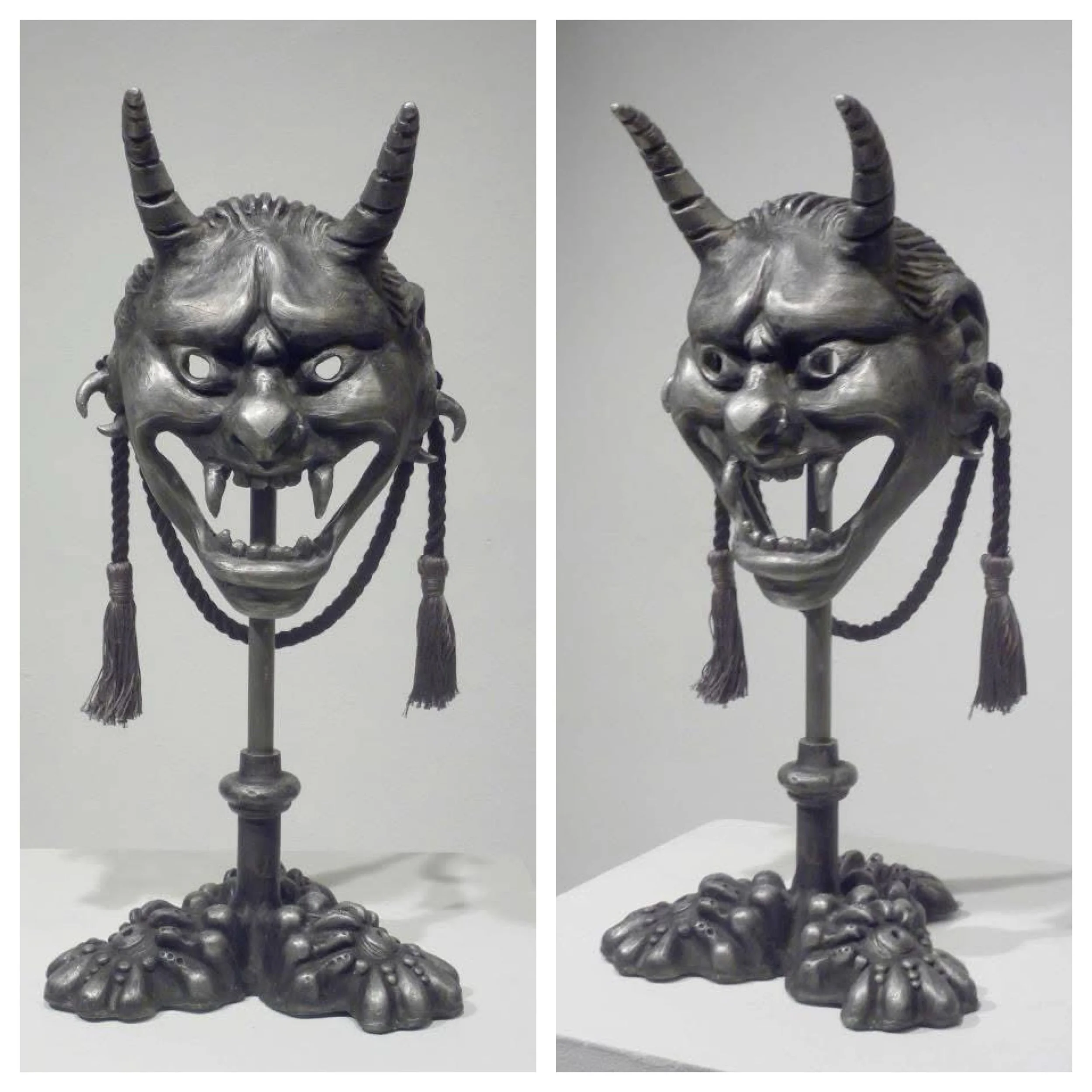 "World-Weary Hannya (with stand)"
Cast Aluminum, Aluminum Rod, Cotton Cord, Enamel
10" x 10" x 20