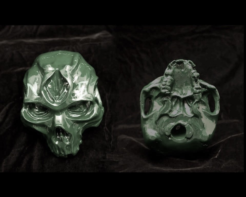 "Jawless Human Skull with Third Eye"
Polymer Clay & Enamel
6.25” x 5” x 5”