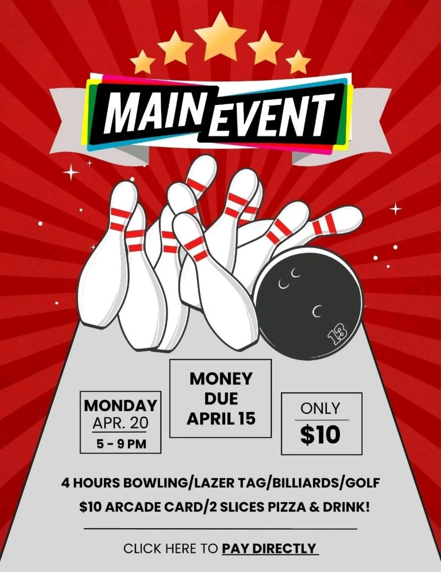 📣📣 MAIN EVENT NIGHT!!! Come join us! Go to our website (in bio) to find venmo or bring cash to school. Don't miss out!