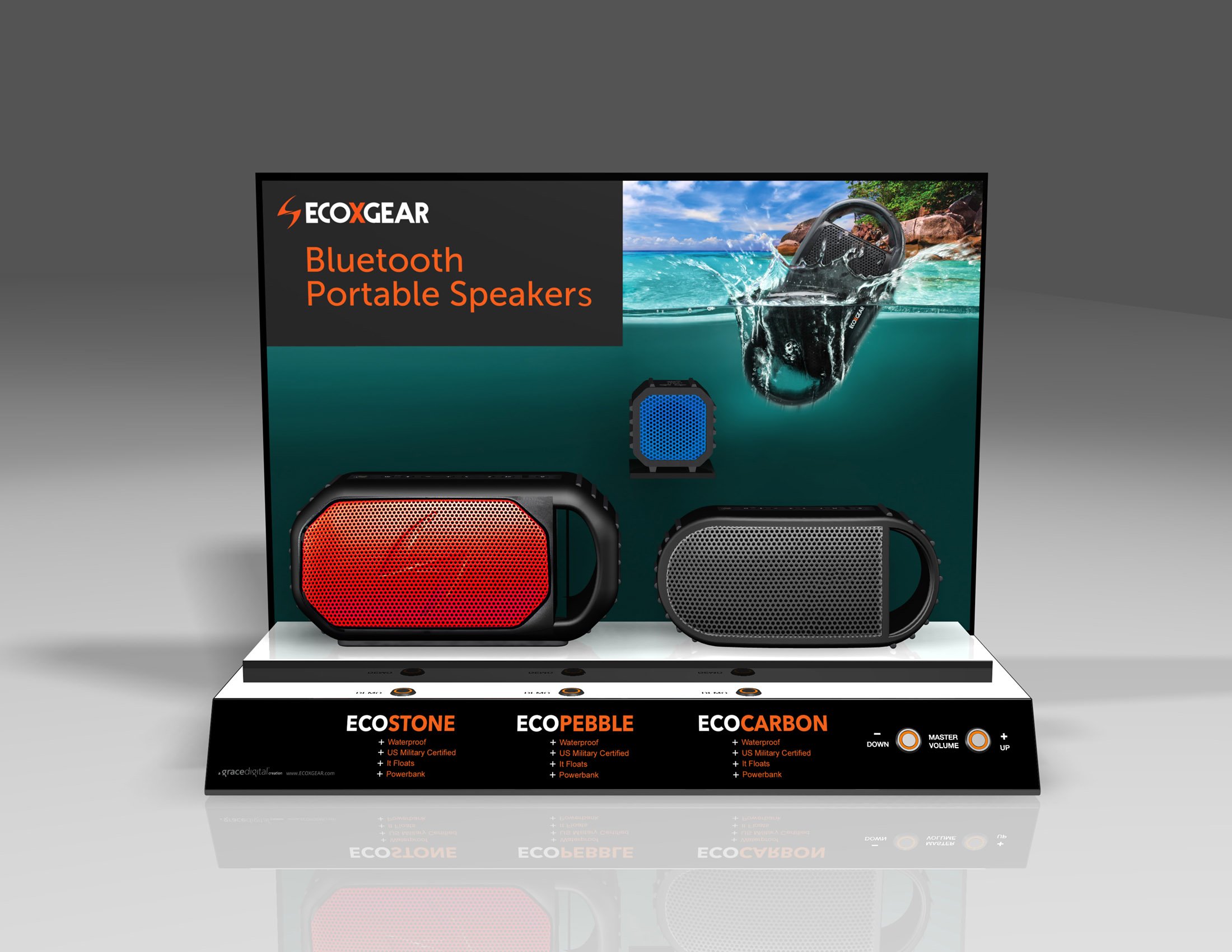 ECOXGEAR 3 Speaker Best Buy Counter Display 24%22 Front View.jpg