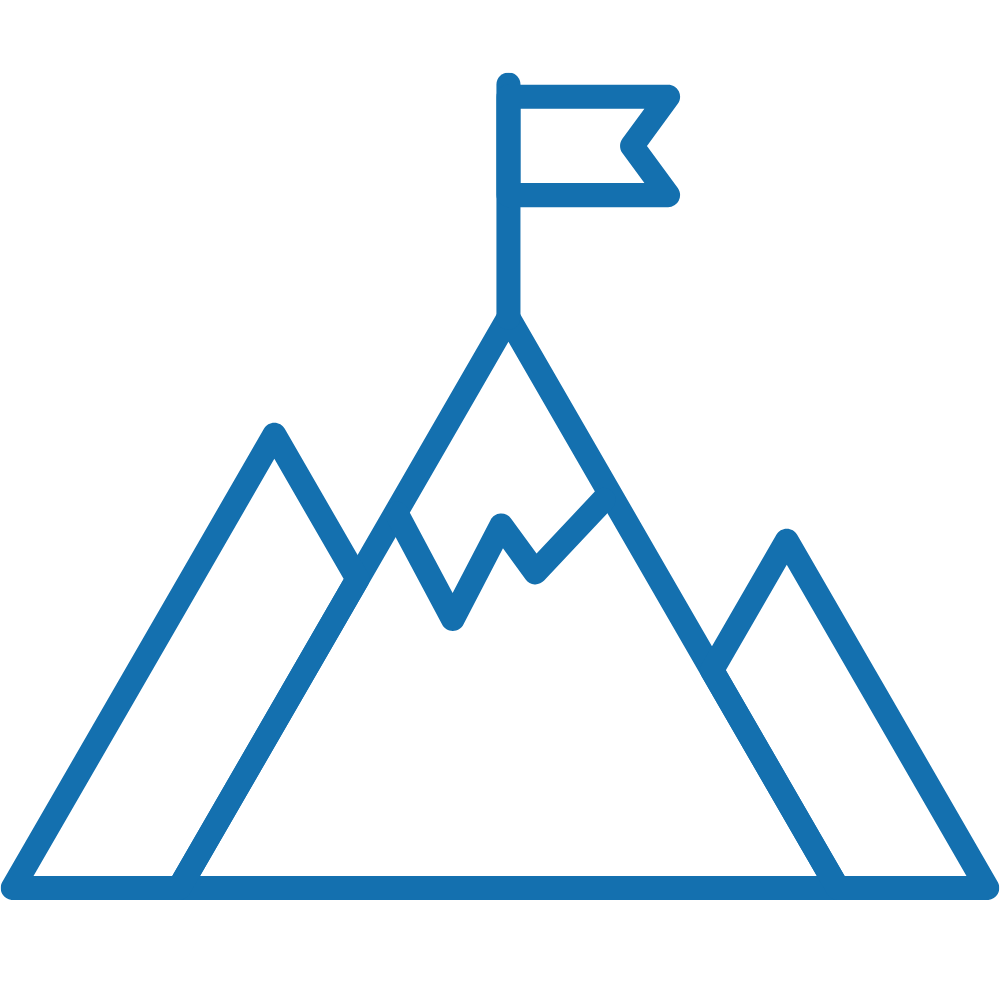 Mountain with a flag icon representing mission-driven work