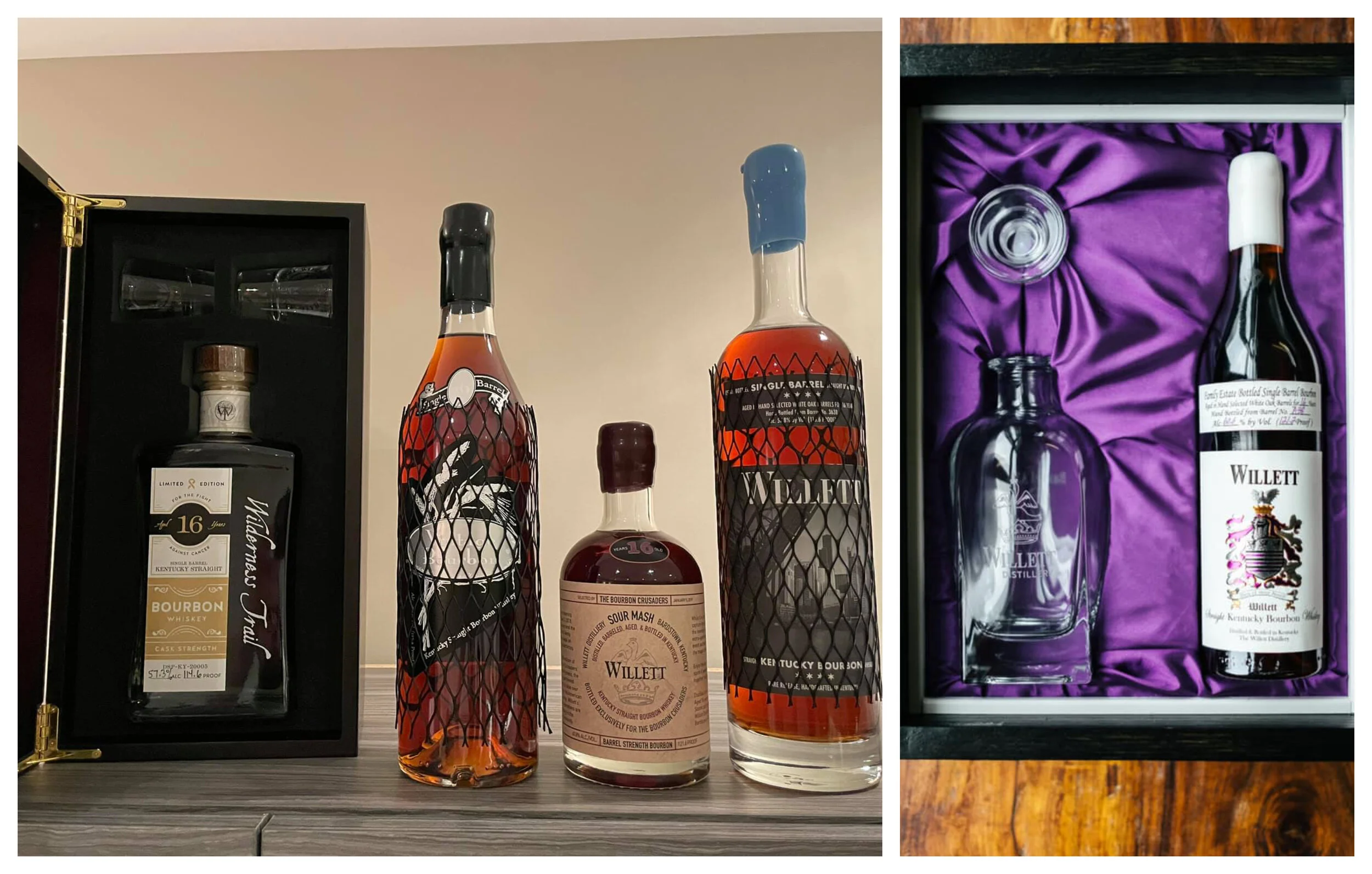 At the Willett to be Cured event, five private groups each donated $45,0000 to the American Cancer Society for the opportunity to pick their own barrel at Willett and design a customized bottle. The five bottles above were picked at 15 years and bottled at 16 years. Pictures courtesy of Brian Segel and Michael Hinds.