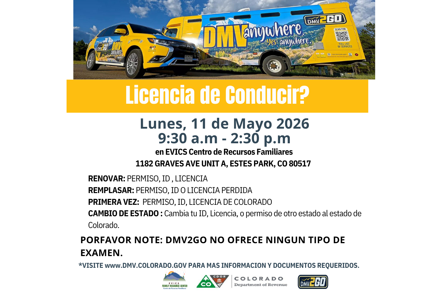 DMV Servicios en EVICS Centro De Recursos para la Familia