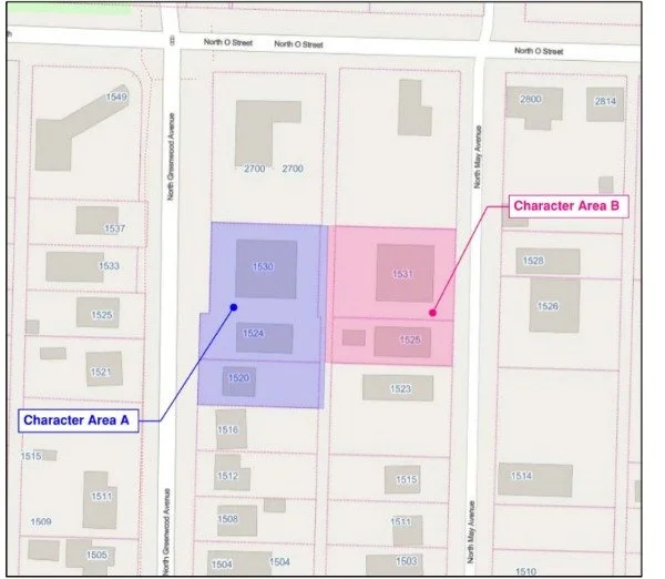 1520 greenwood map with character areas marked