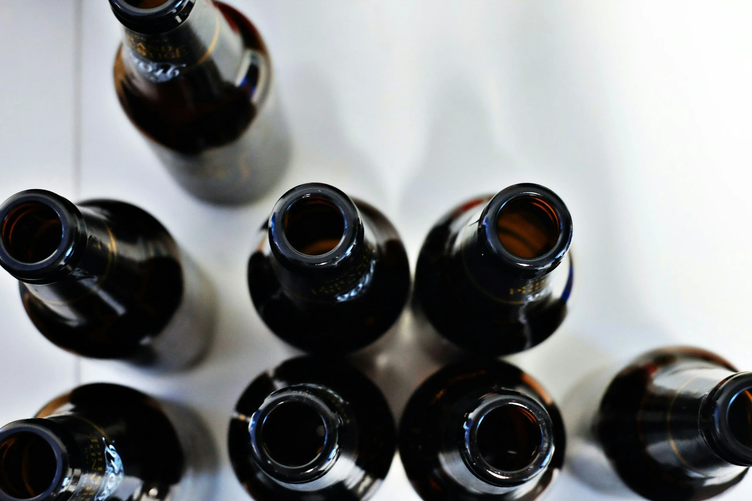 stock image of empty glass beer bottles