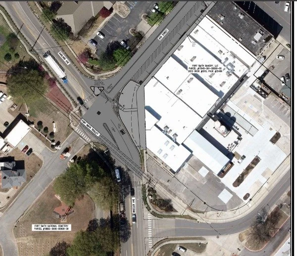 satellite map of bakery district street project