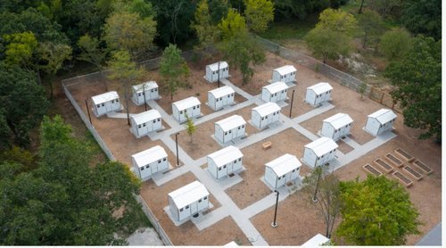 view from above of tiny house shelters