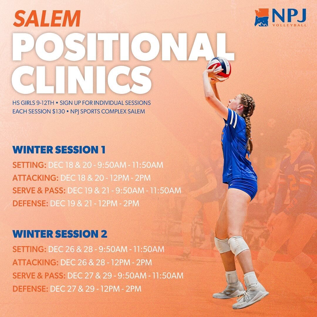 Focus on the skills with @npjvolleyball winter positional clinics!

Register now: https://www.npjvolleyball.com/skillsclinics