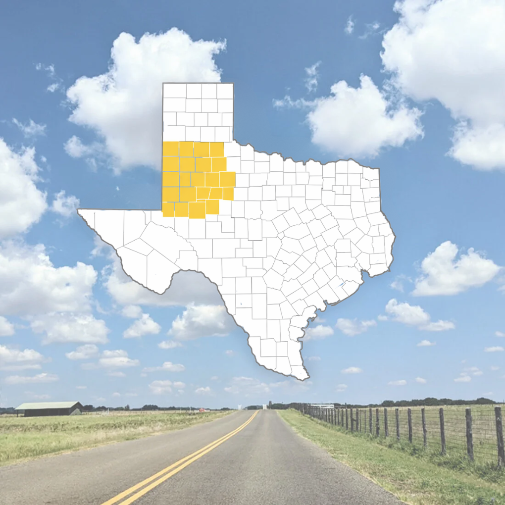 Map of texas highlighting 100 Club areas