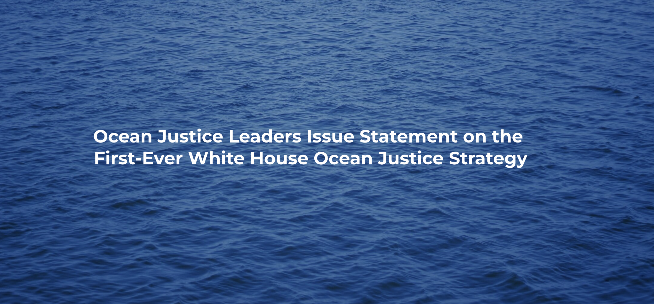 Ocean Justice Leaders Issue Statement on the First-Ever White House Ocean Justice Strategy