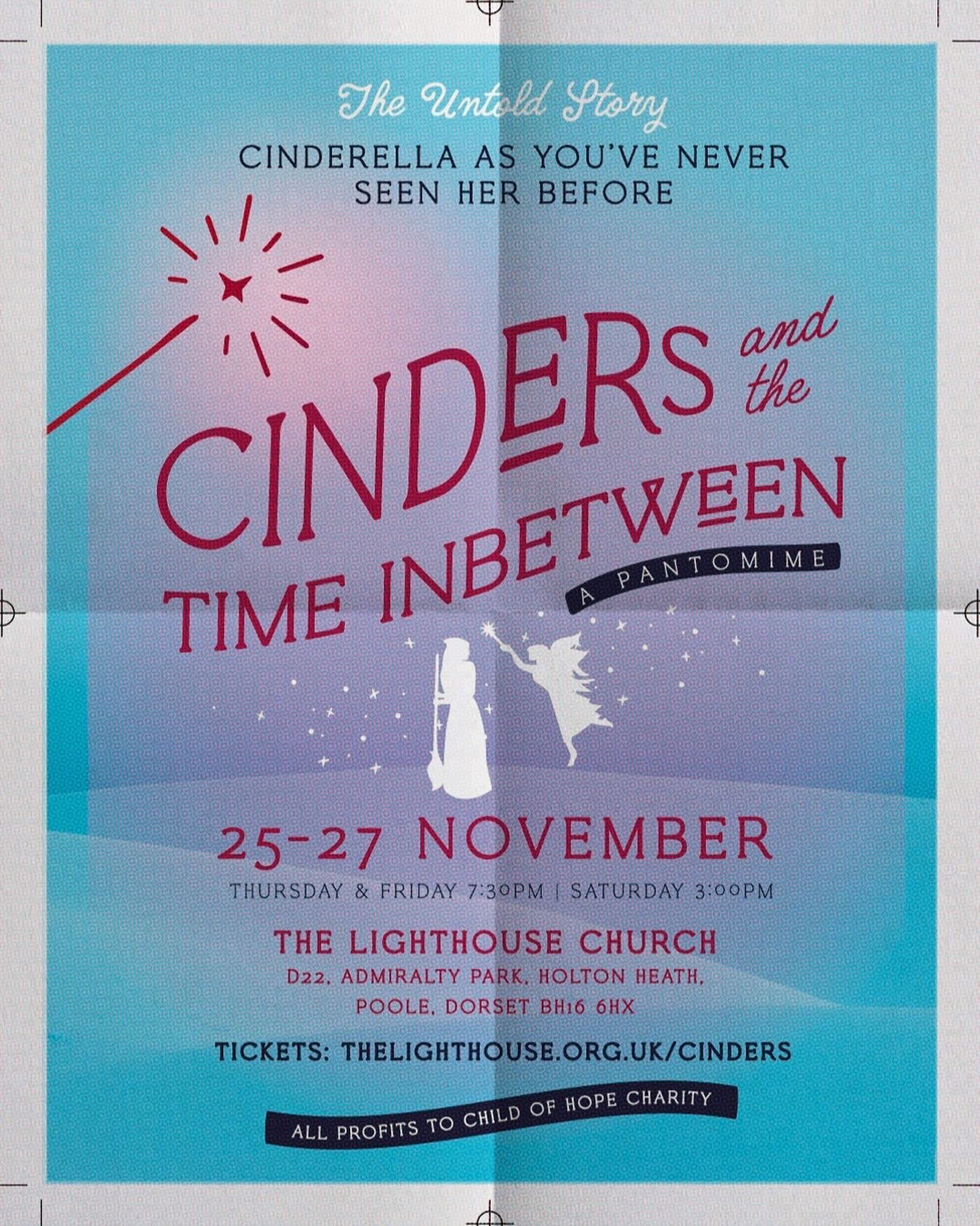 Very excited to share about our upcoming Panto next month! 

Cinders and the Time Inbetween

THE UNTOLD STORY: CINDERELLA AS YOU&rsquo;VE NEVER SEEN HER BEFORE

All profits will go to Child of Hope!

This is a great opportunity to invite friends, fam
