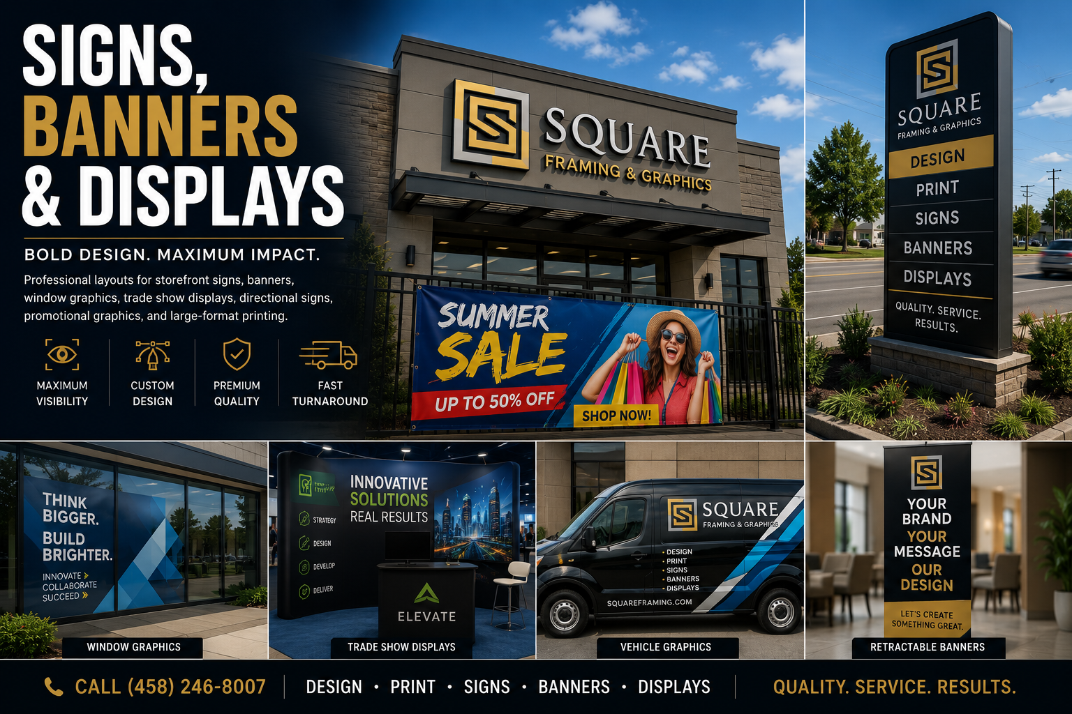 Signs banners displays window graphics trade show displays and vehicle graphics