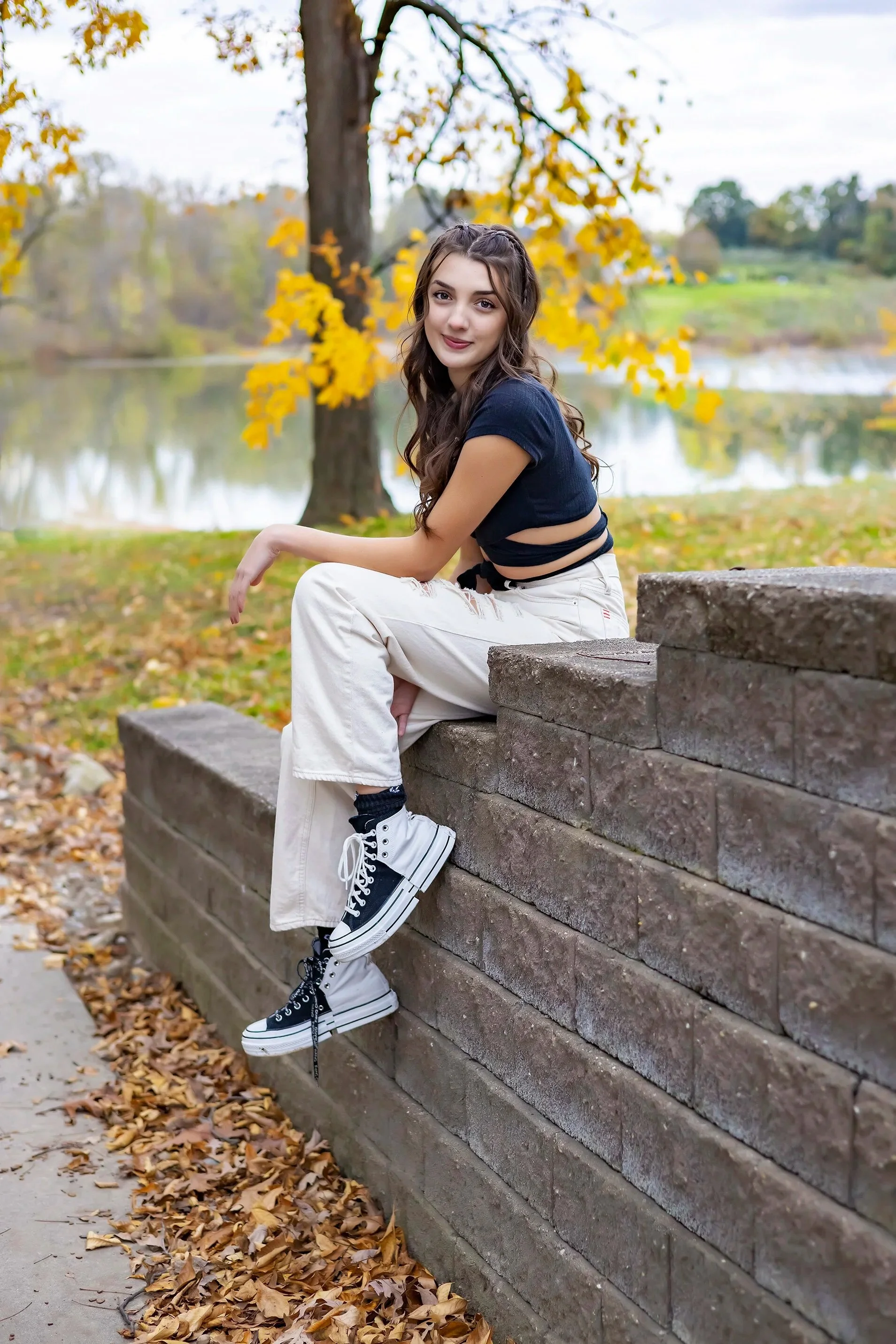 Brighton Michigan senior portrait outside during the fall