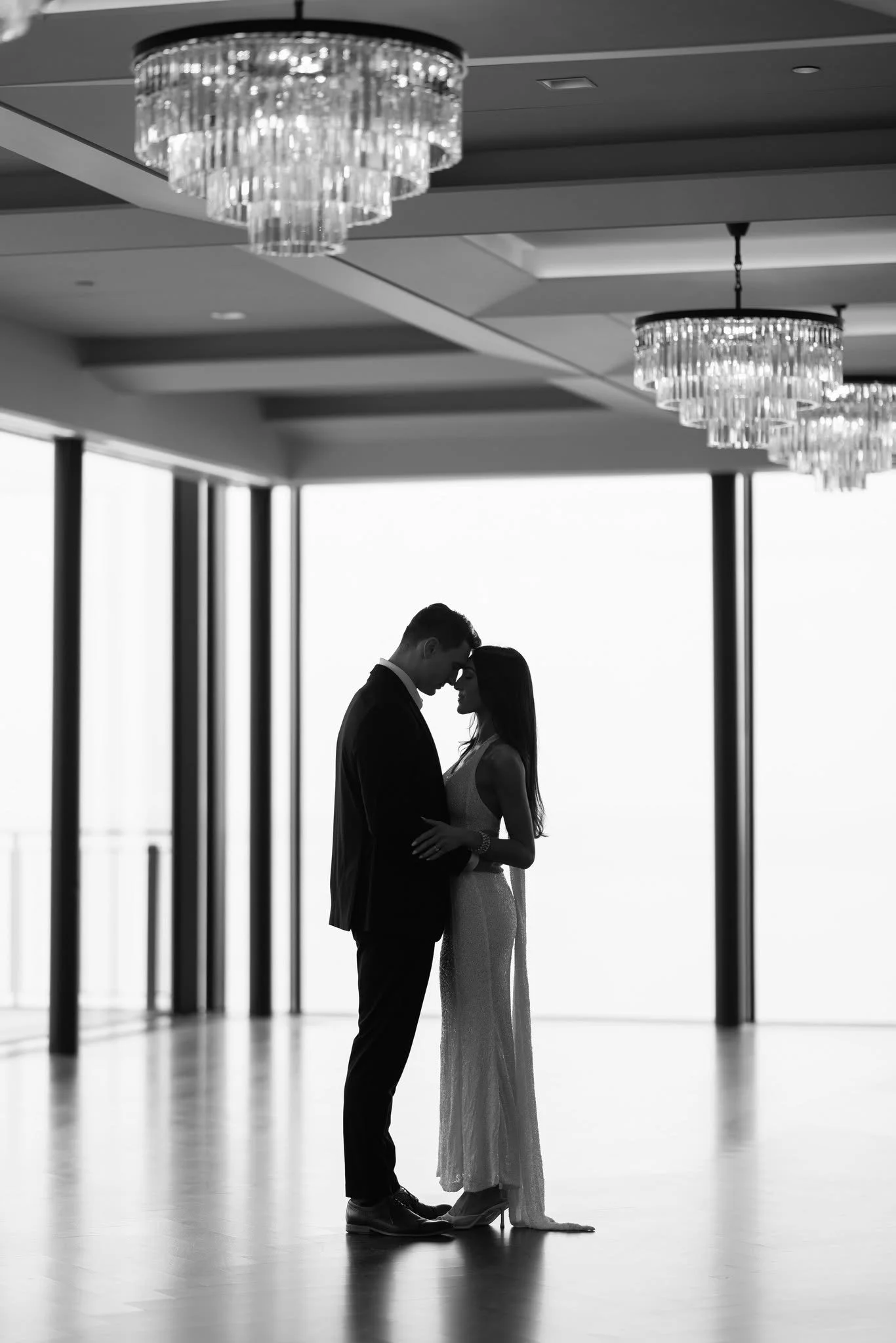 Bride and groom at Grosse Pointe War Memorial