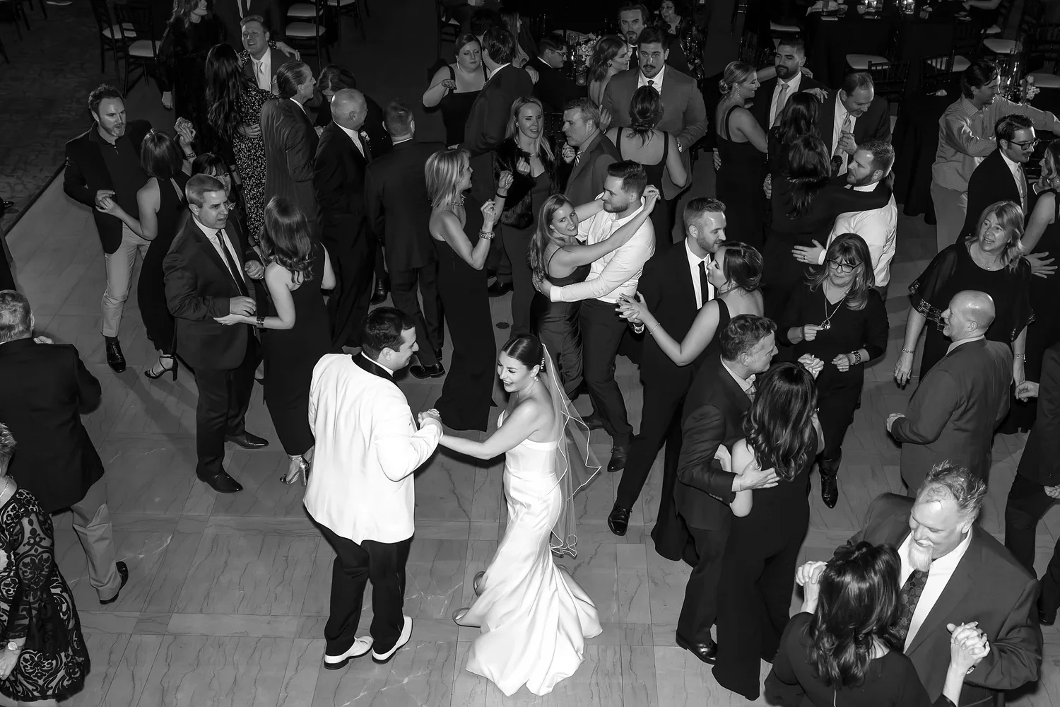 Bride and groom on the dance floor at The Treasury in Pontiac, Michigan