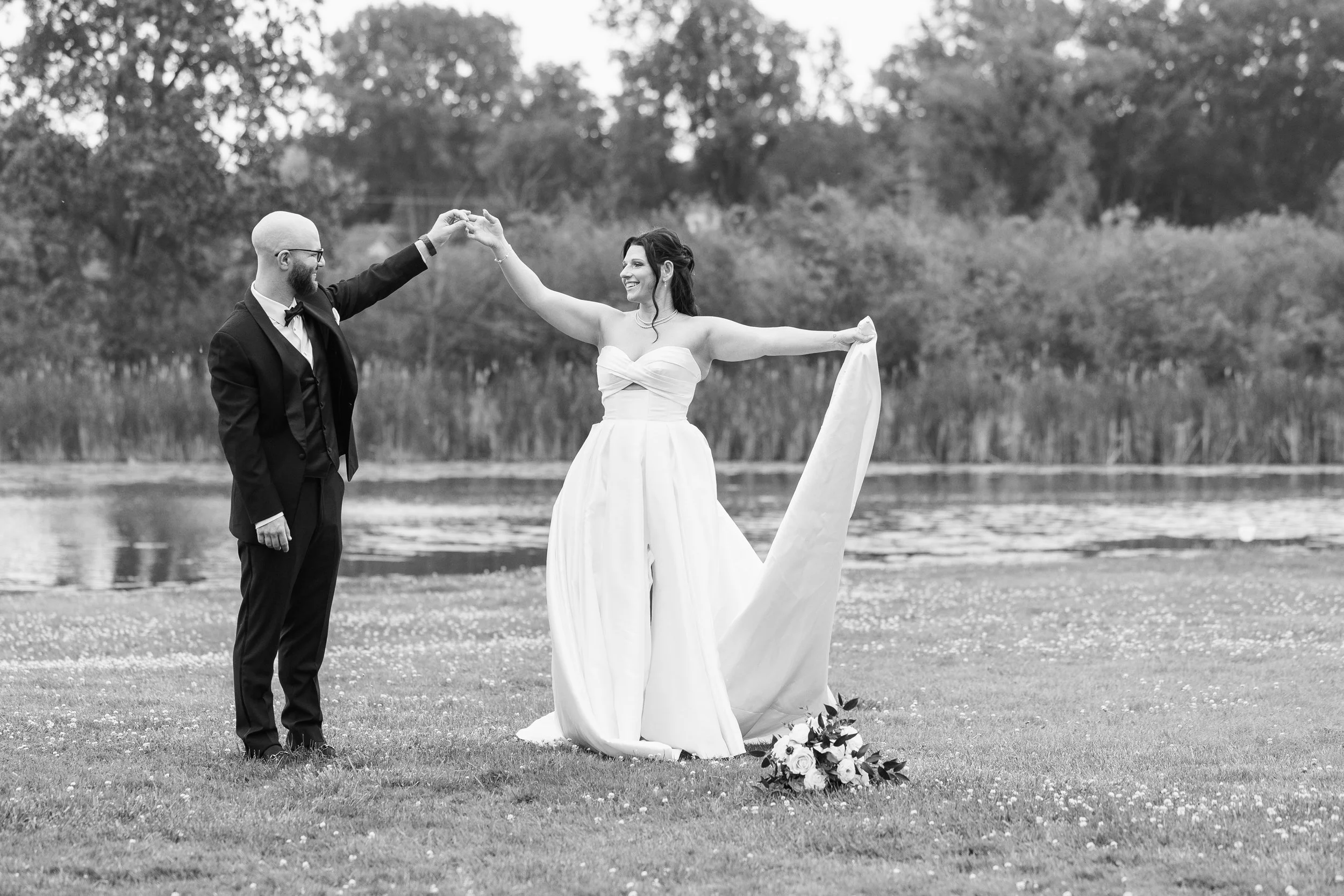 Groom spinning the bride