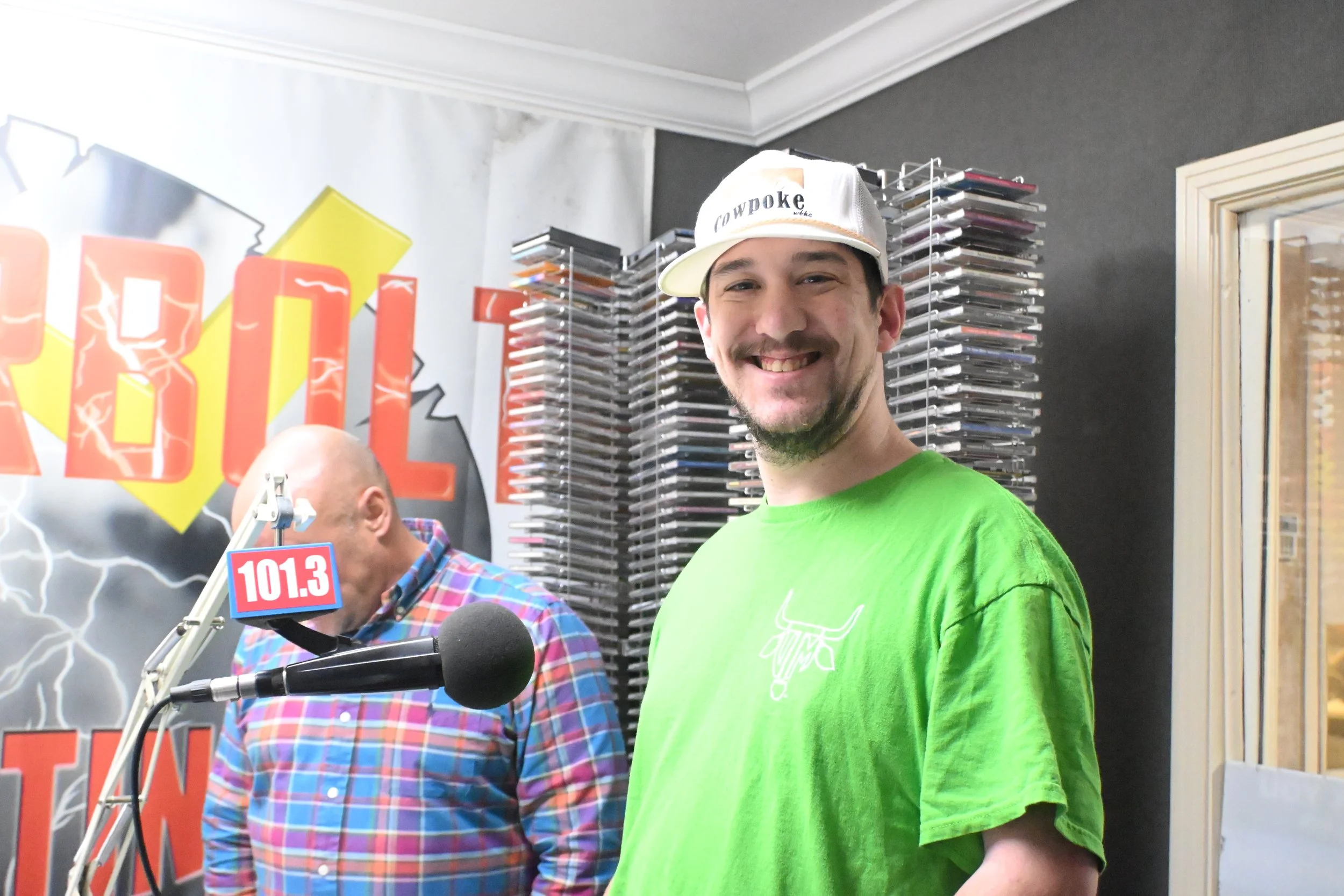 A person we support speaking on the radio for SJCS's annual Radiothon