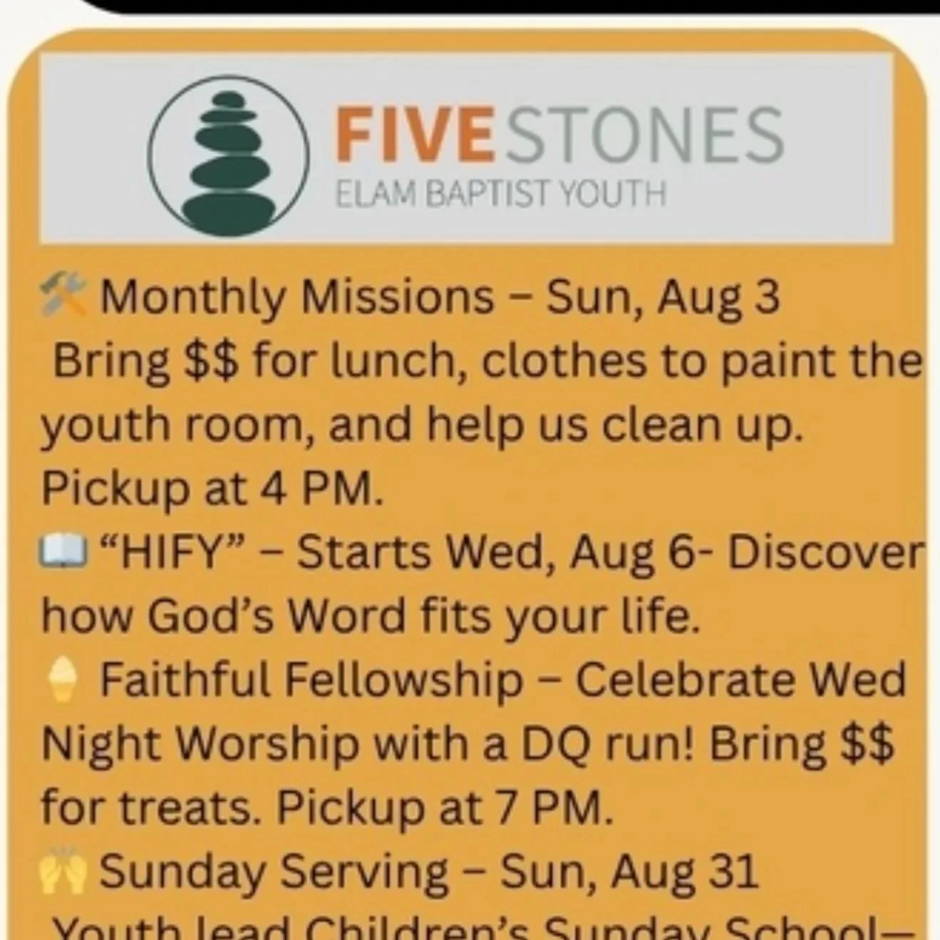 Elam Youth Five Stones