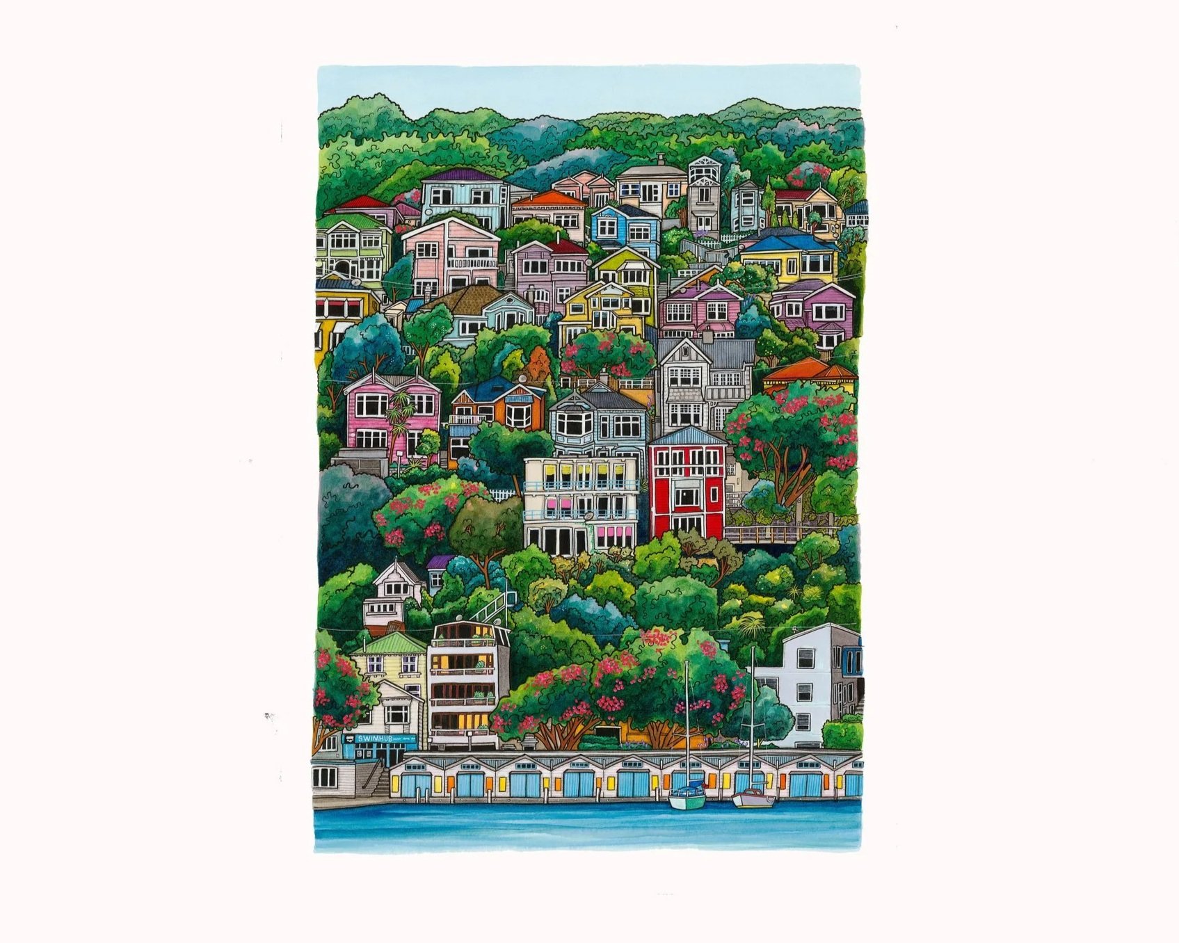 'Clyde Quay Boatsheds' Oriental Bay, Wellington  (Limited edition of 30)