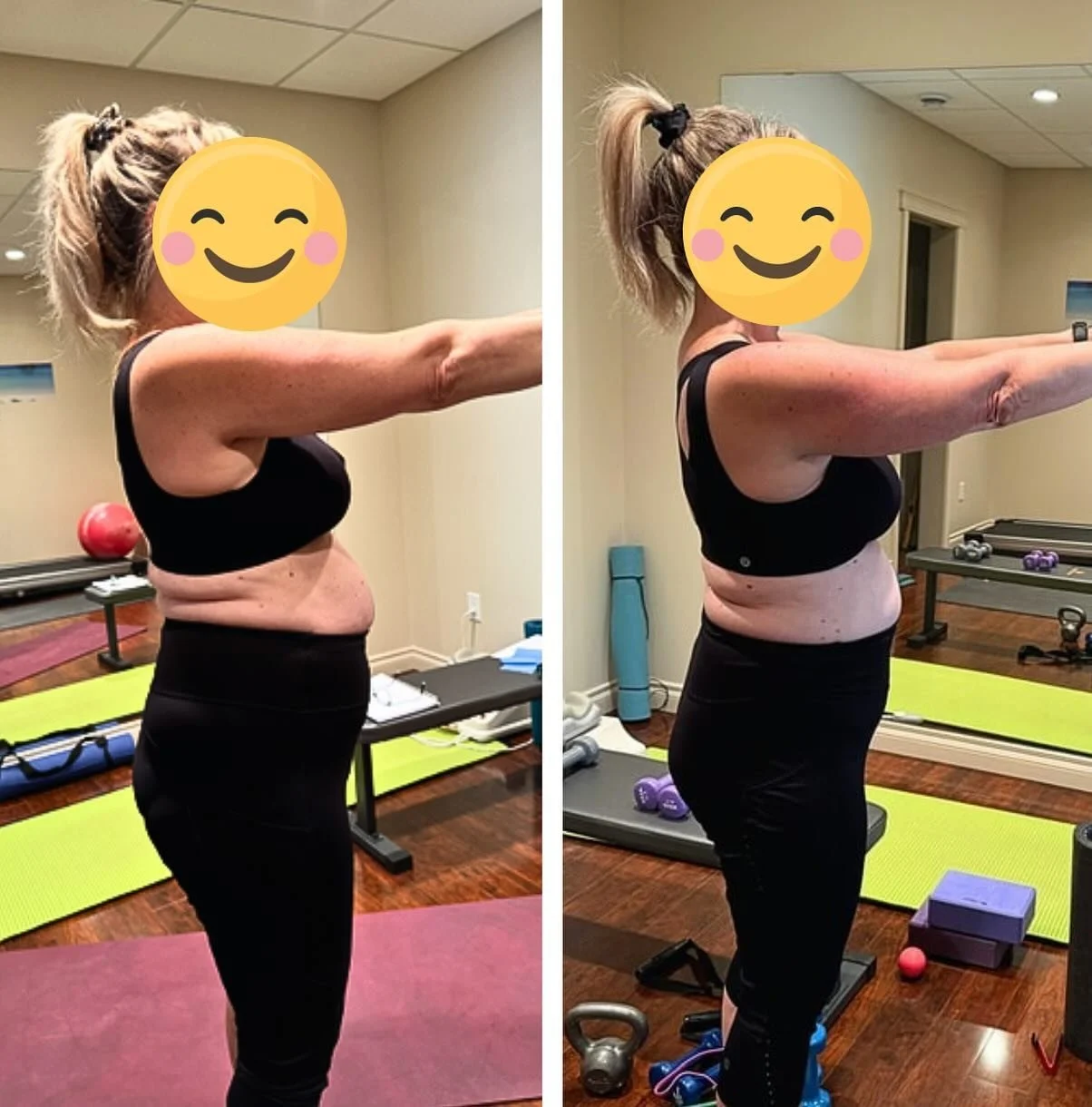 So proud! 

This beautiful client of mine has went from:

❌ watching her body shape change post-menopause
❌ gaining weight slowly and steadily in her tummy area
❌ restricting calories and cutting carbs&mdash;but seeing no change 

To&hellip;..

✅ eat
