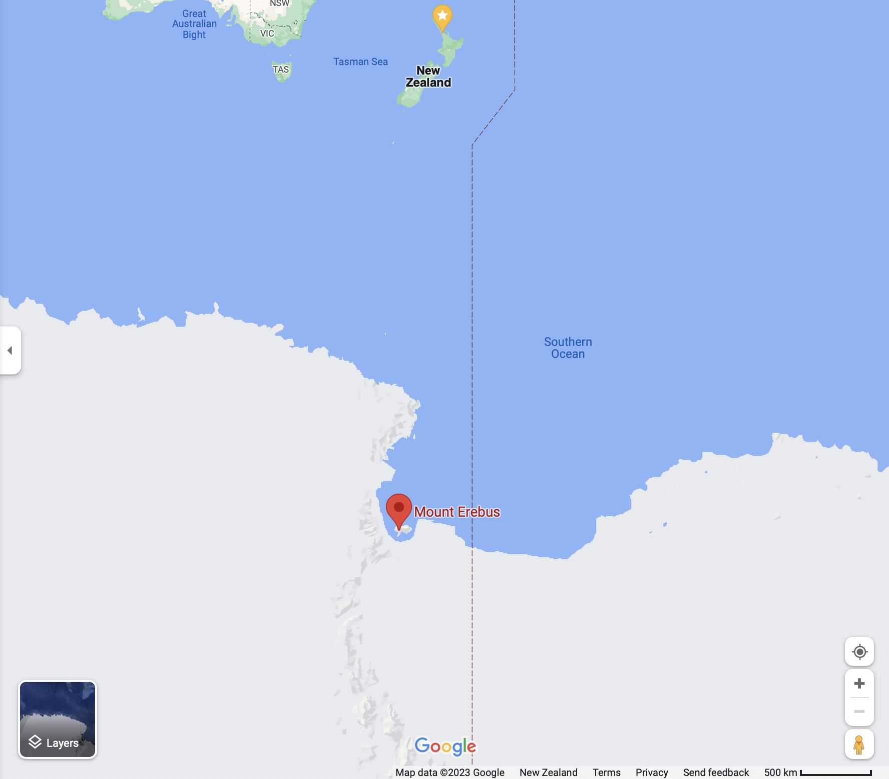 Mt Erebus, site of the Erebus disaster, 3,795km from Christchurch, New Zealand