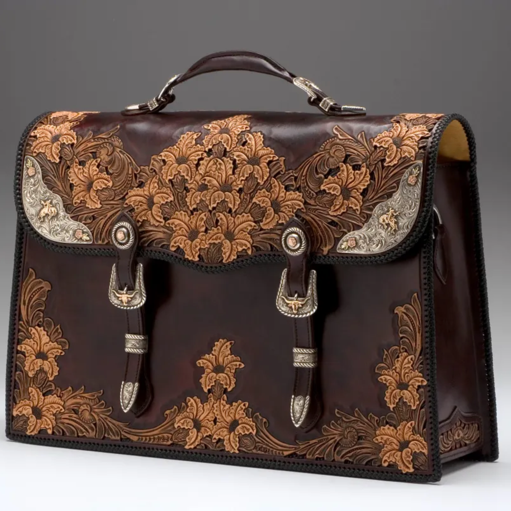 Tooled briefcase by Howard Knight