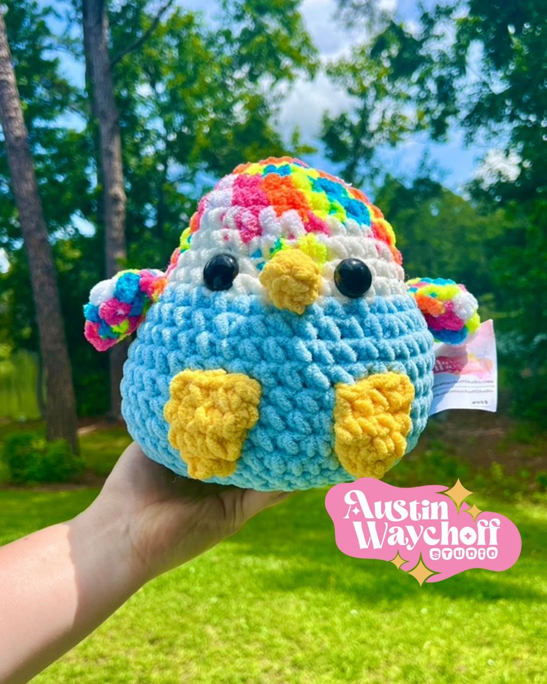 Penguin (Neons/Blue) Crochet Plushie