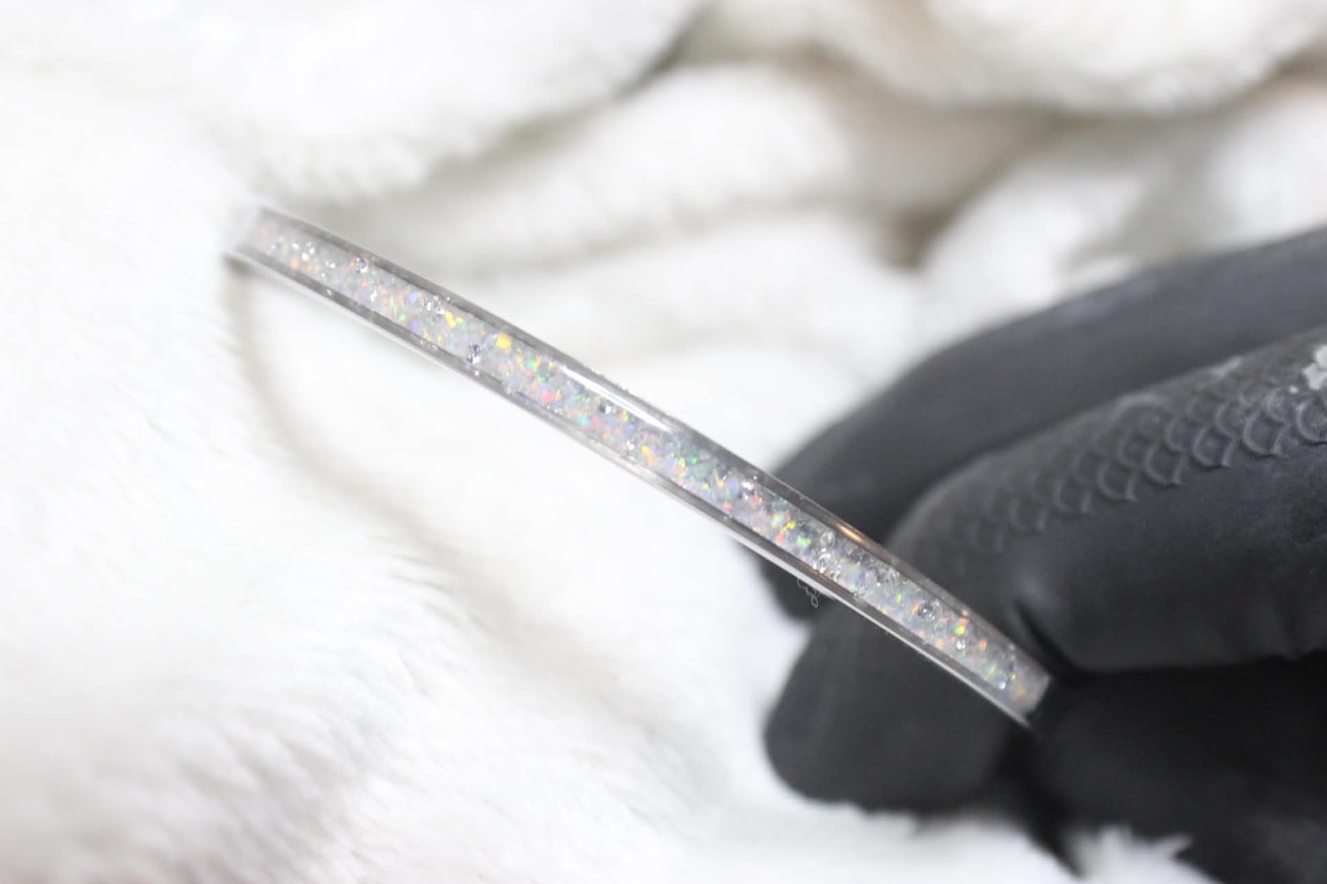 Ladies Bello Opal Bangle Cuff with Diamond
