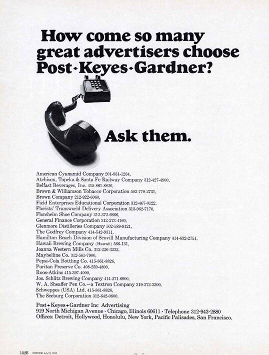 Lots of agencies include testimonials on their websites. It feels good, it’s “social proof.” But who would put anything other than a glowing review on their own site? Post-Keyes-Gardner dared prospects (and their competitors) to call their clients an