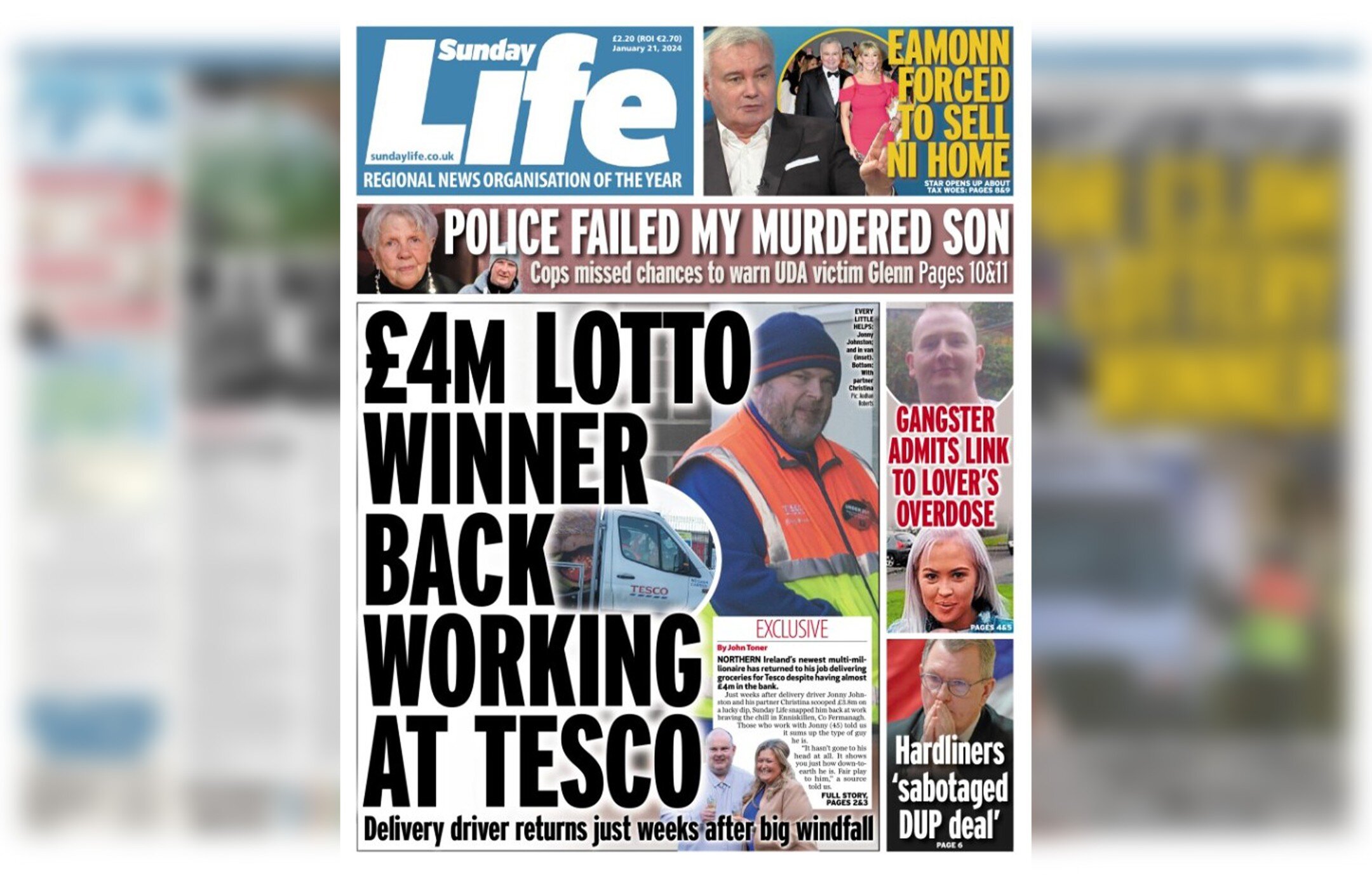 Every little helps for &pound;3.8M lottery winner. Pictures from January 2024.

Lucky lottery winner Jonny Johnston has returned to his job as a Tesco delivery driver in freezing conditions despite becoming a multi-millionaire.

Pictures: Aodhan Robe