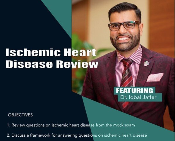 Monday March 20 @ 7PM EST - Dr. Jaffer leads the CSCS Virtual Lecture Series teaching session on Ischemic Heart Disease! 

Check your inbox for an invite from CSCS!