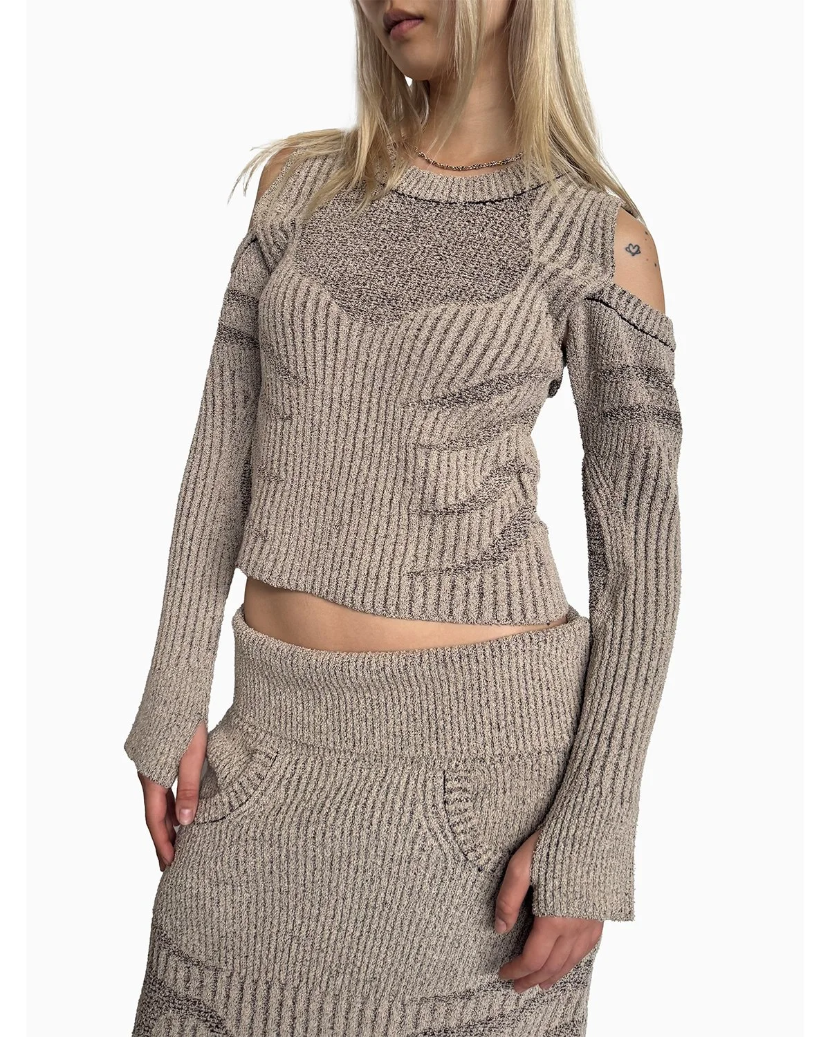 Women's Plated Boulce Knit Vest with Detachable Sleeves
