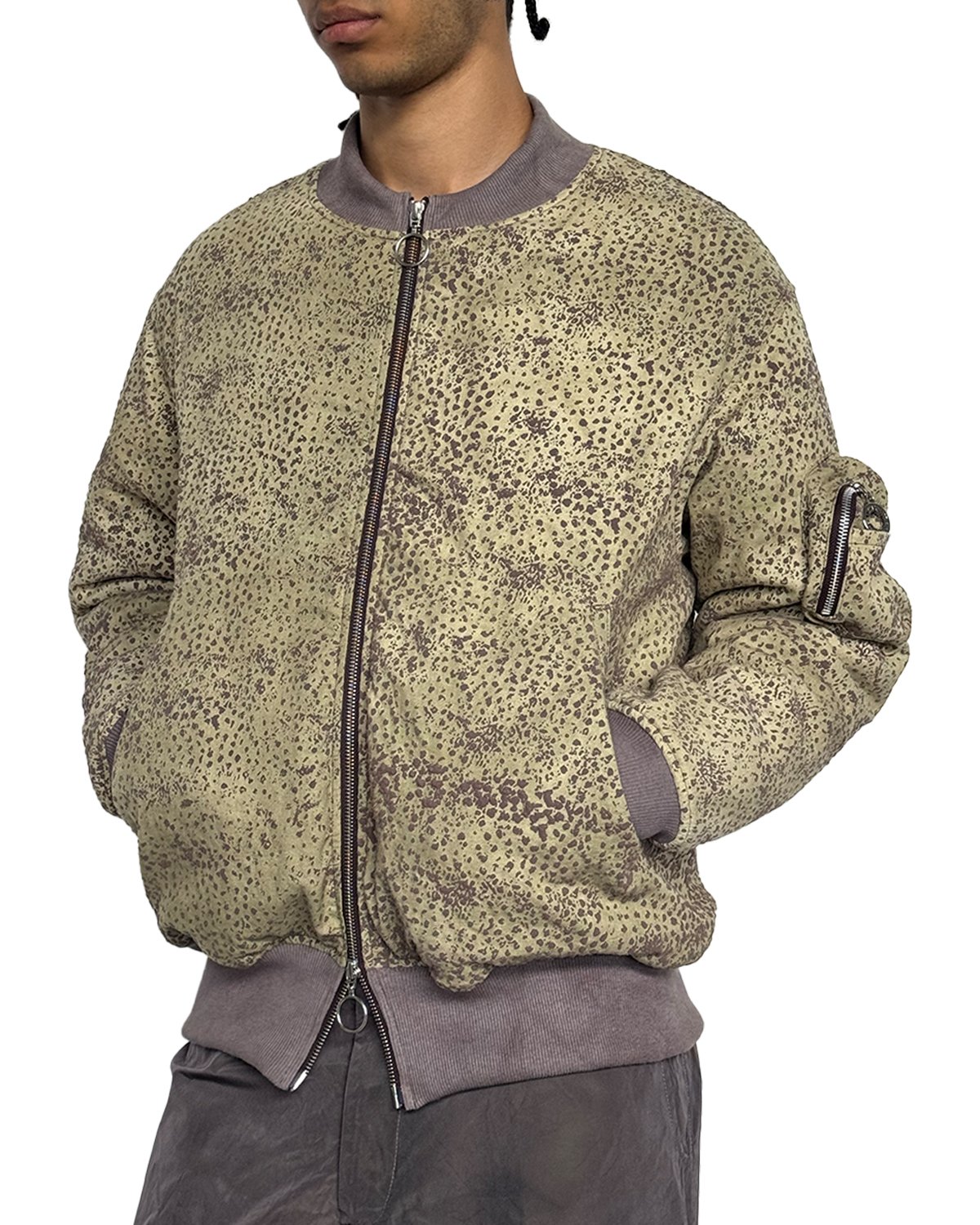 Puff Print Linen Bomber Jacket