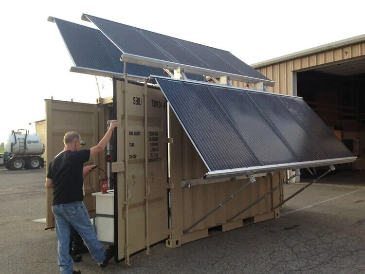 This system is housed in a 10-foot intermodal container