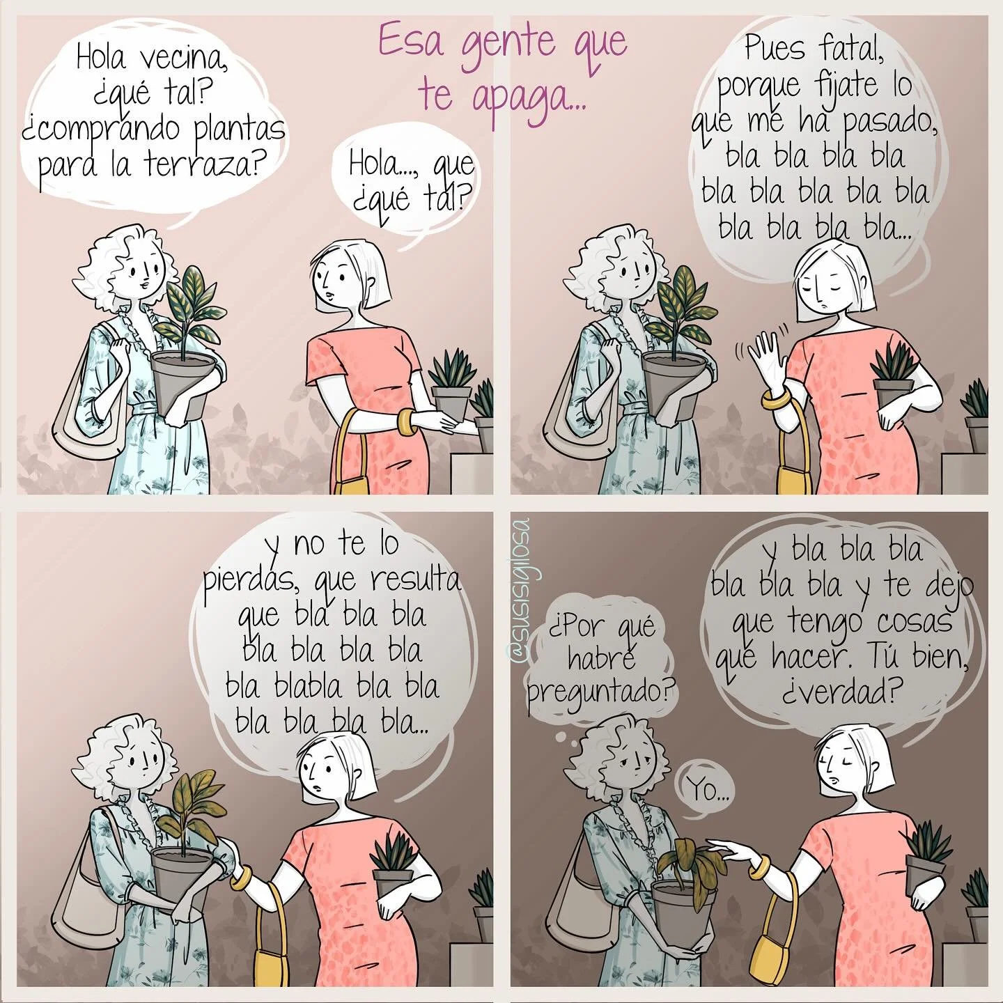 Esa gente que te apaga... que solo hablan de s&iacute; mismos pero no les importa c&oacute;mo est&aacute;s t&uacute;...🤷🏻&zwj;♀️
.
#vi&ntilde;eta #humor #caricatura #gentequeapaga #cartoon #empatia #procreatedraw
