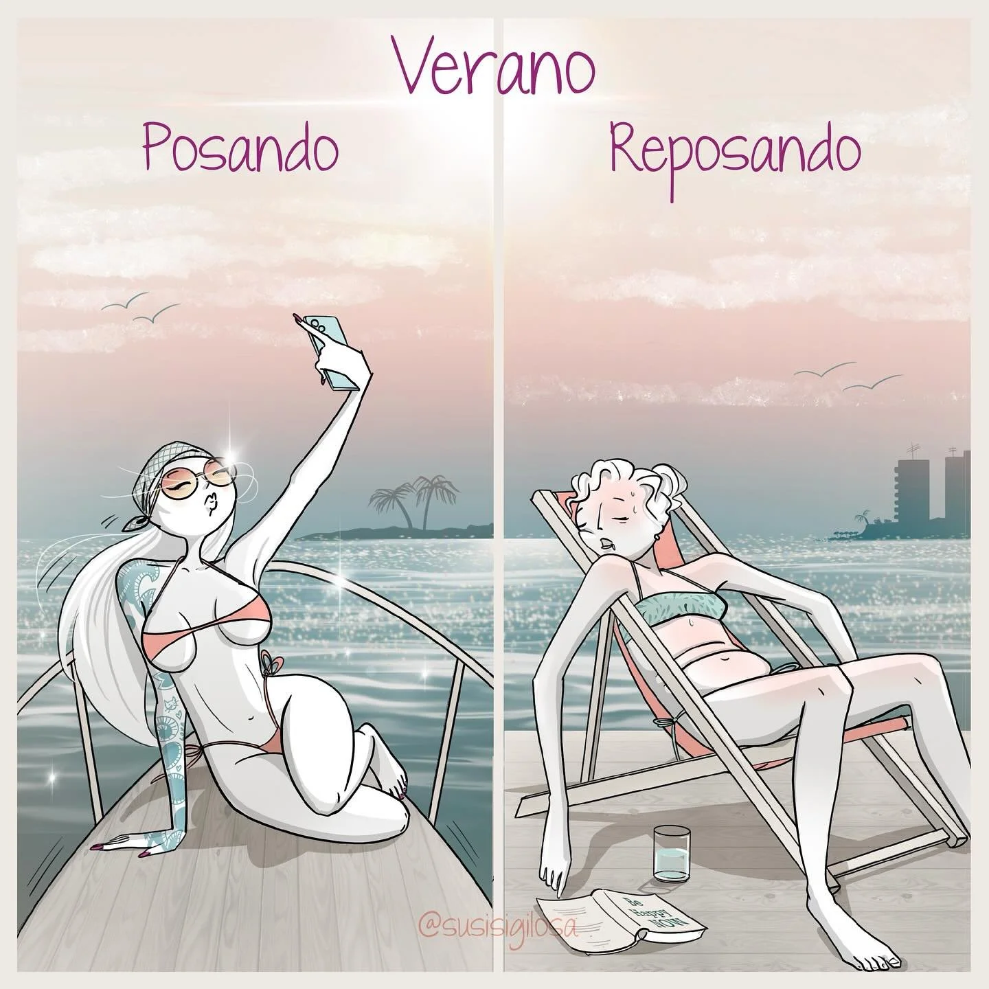 Deseo que tu #verano sea de una de estas dos forma☀️😎
Posando o reposando.
.
Empec&eacute; esta vi&ntilde;eta el a&ntilde;o pasado pero no me dio tiempo a acabarla durante el verano y despu&eacute;s, ya no ten&iacute;a sentido🤷🏻&zwj;♀️.
.
#posando