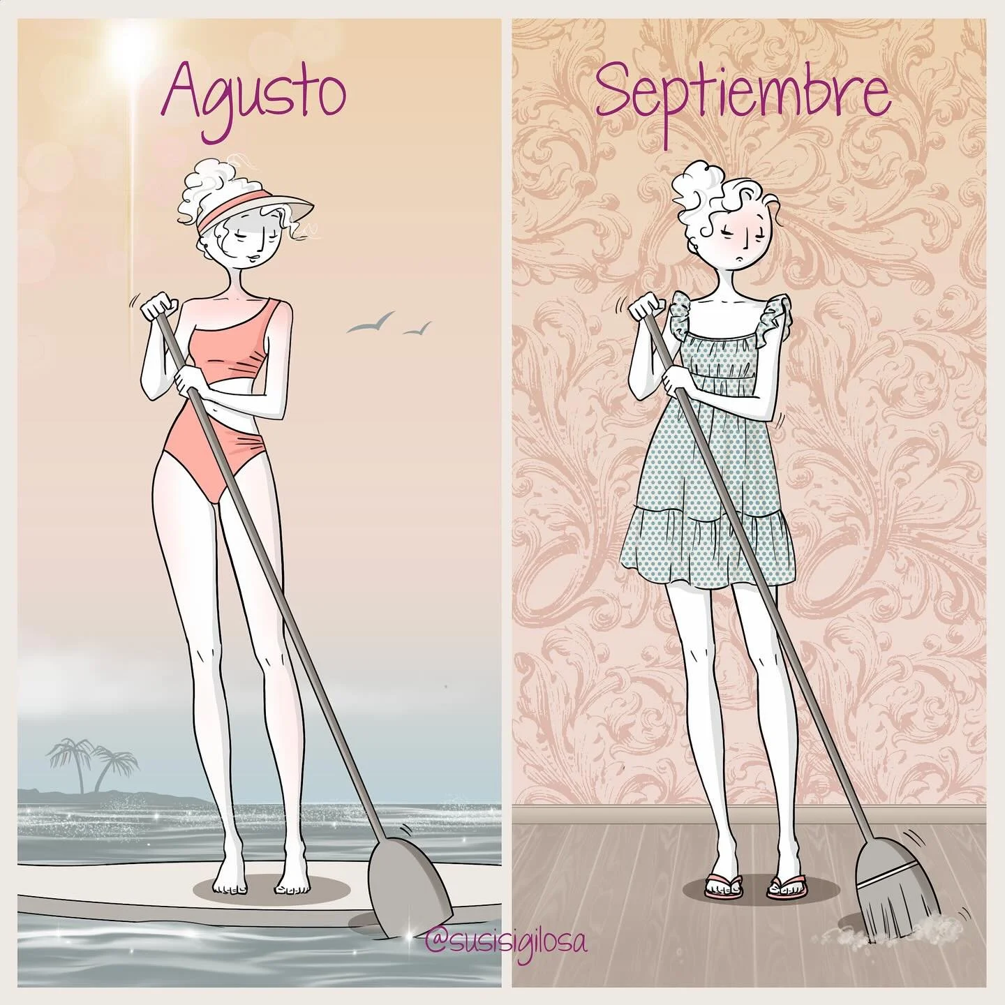 Esta es una versi&oacute;n de una #vi&ntilde;eta que en su d&iacute;a gust&oacute; mucho. Entonces @susisigilosa no exist&iacute;a como cuenta, estaba incluida en mi otra cuenta (susanamirandailustracion), y la publicaba con el hastag #susanamirandah
