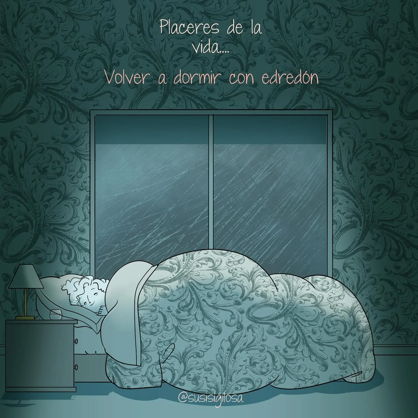 Con #edred&oacute;n todav&iacute;a no, pero s&iacute; con una #mantita, y es una maravilla😴😴😴.
.
#placeresdelavida #dormirbien #oto&ntilde;o #humor #pleasuresoflife #autumn #vi&ntilde;eta #caricatura #procreatedrawing