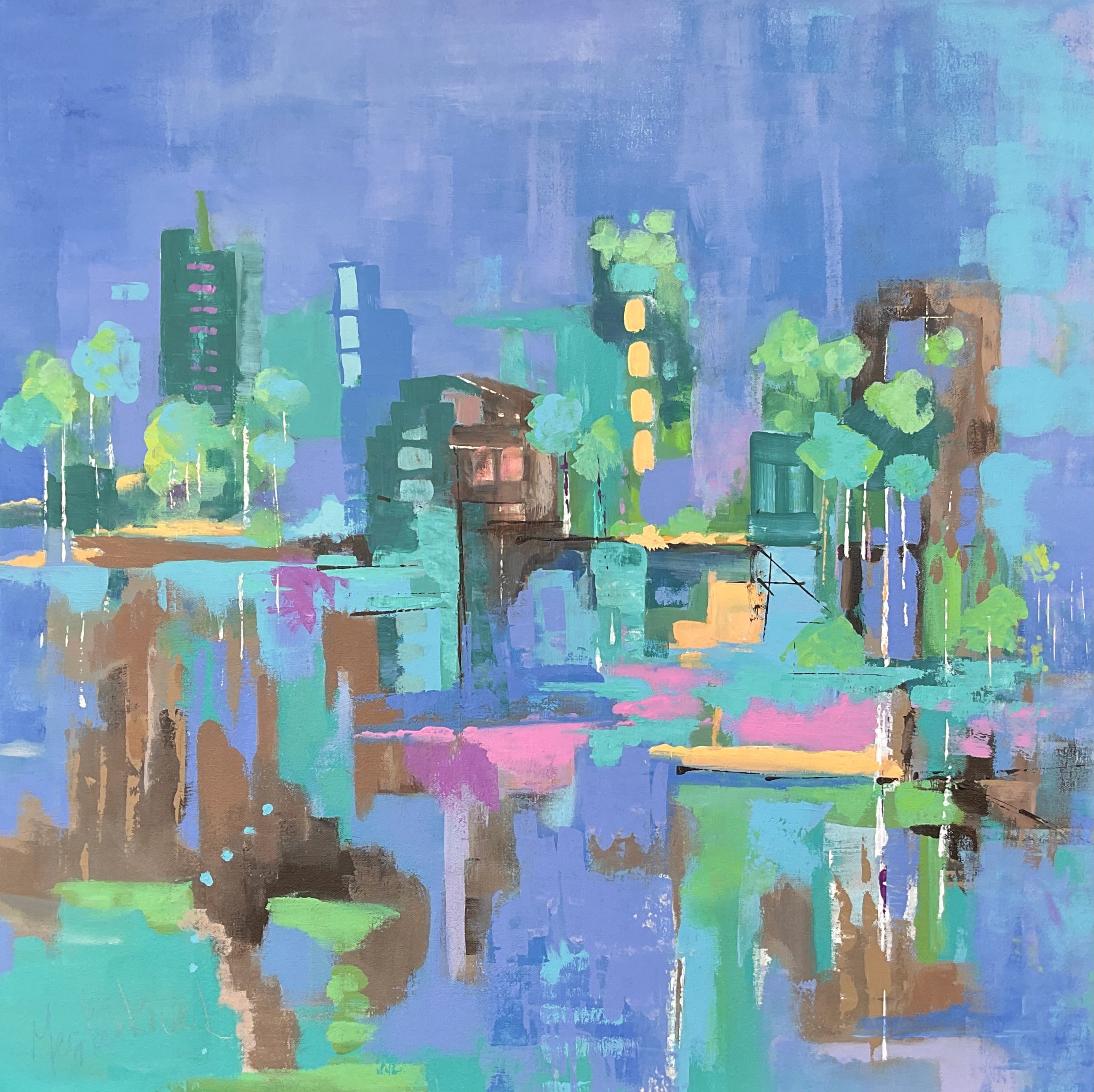 A Midnight Stroll: 24 x 24