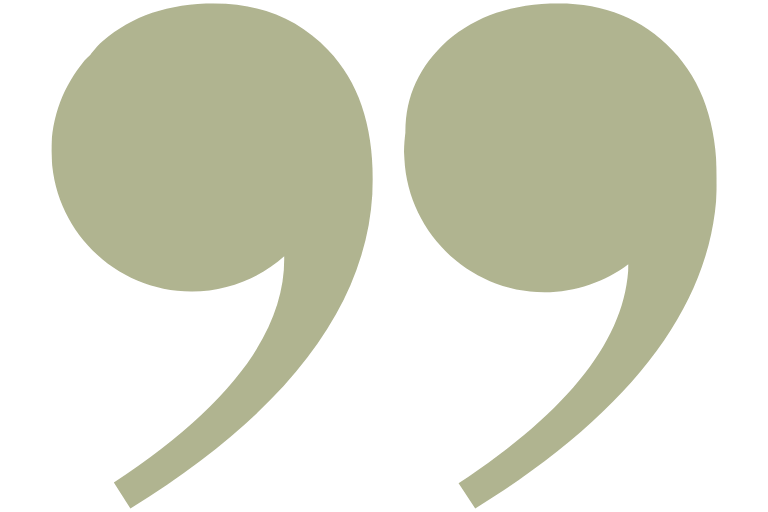 Large light green quotation marks on a black background.