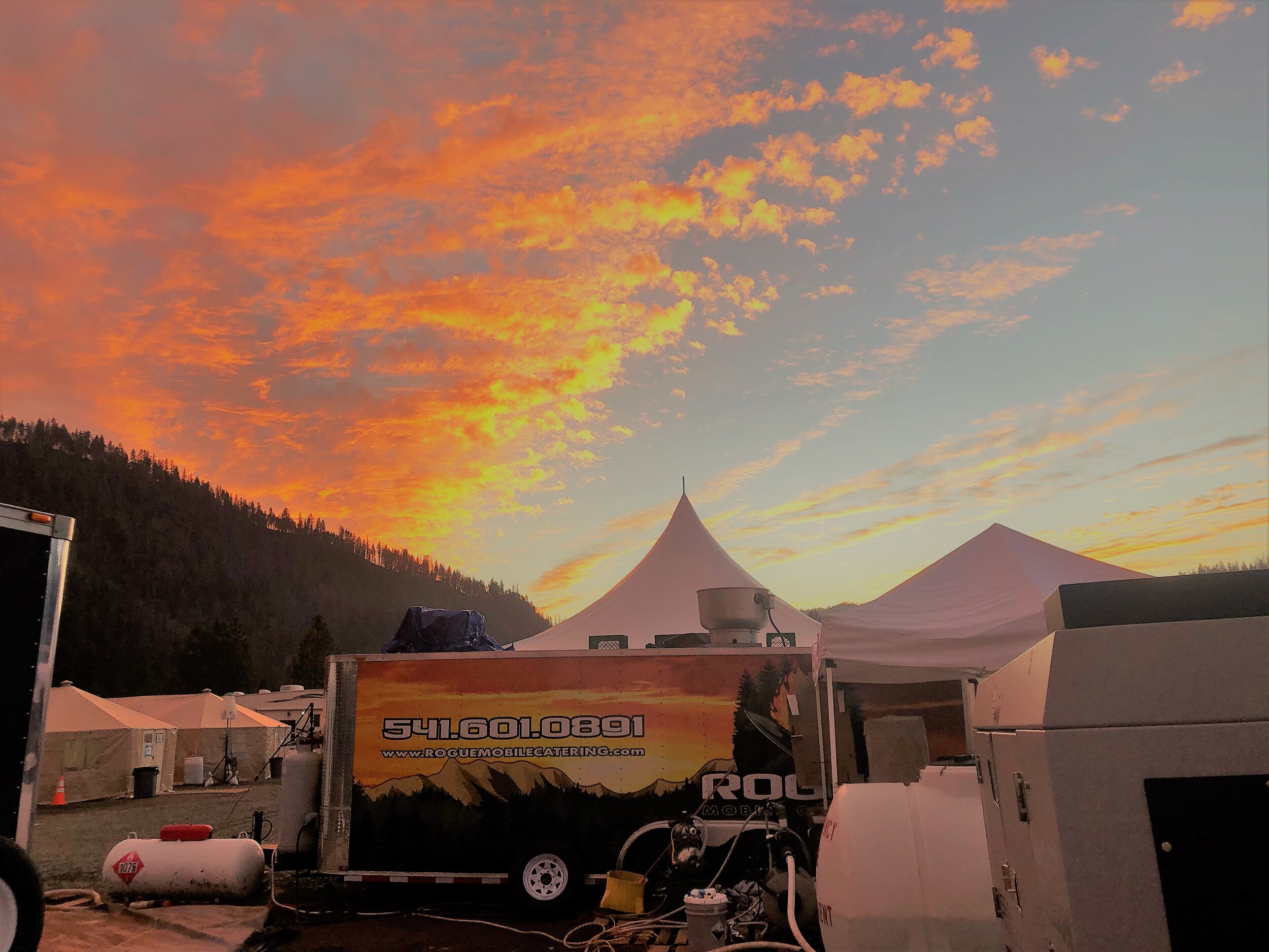 Another day cooking great food with a spectacular sunset to end the evening.