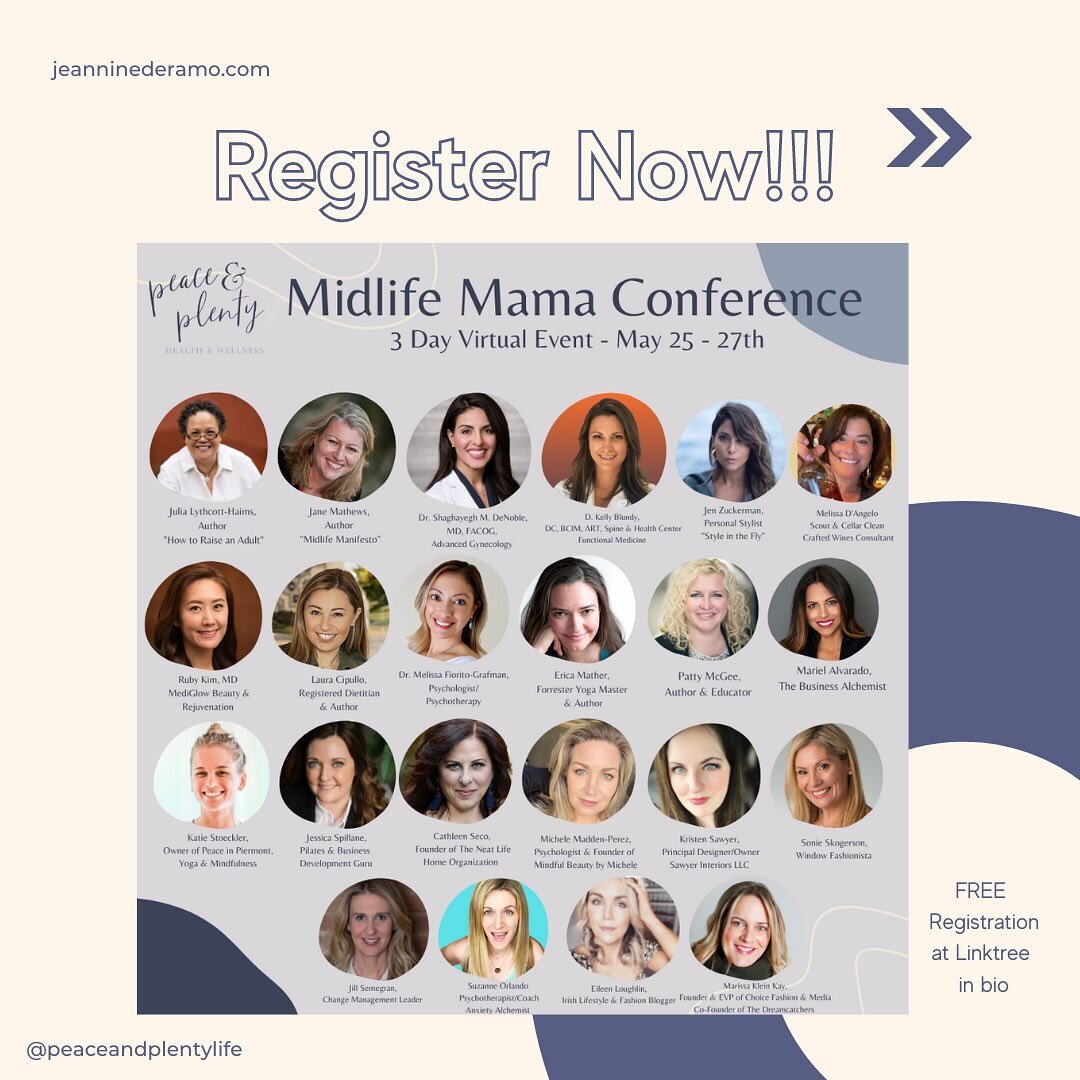 🥳ONE week until conference kick off!!! 

🤩I am getting super pumped! These 3 days are jam packed with SO much goodness and everything you need to live your BEST midlife! 

⭐BE SURE YOU ARE OFFICIALLY REGISTERED TO RECEIVE THE ZOOM LINK AND BE ENTER