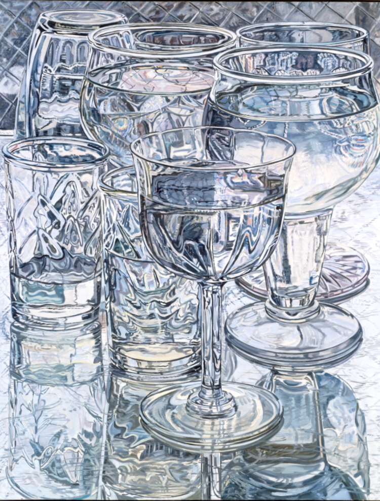 Wine and Cheese Glasses, 1975, 70 1/2 x 54 inches - Collection of Indiana University Art Museum