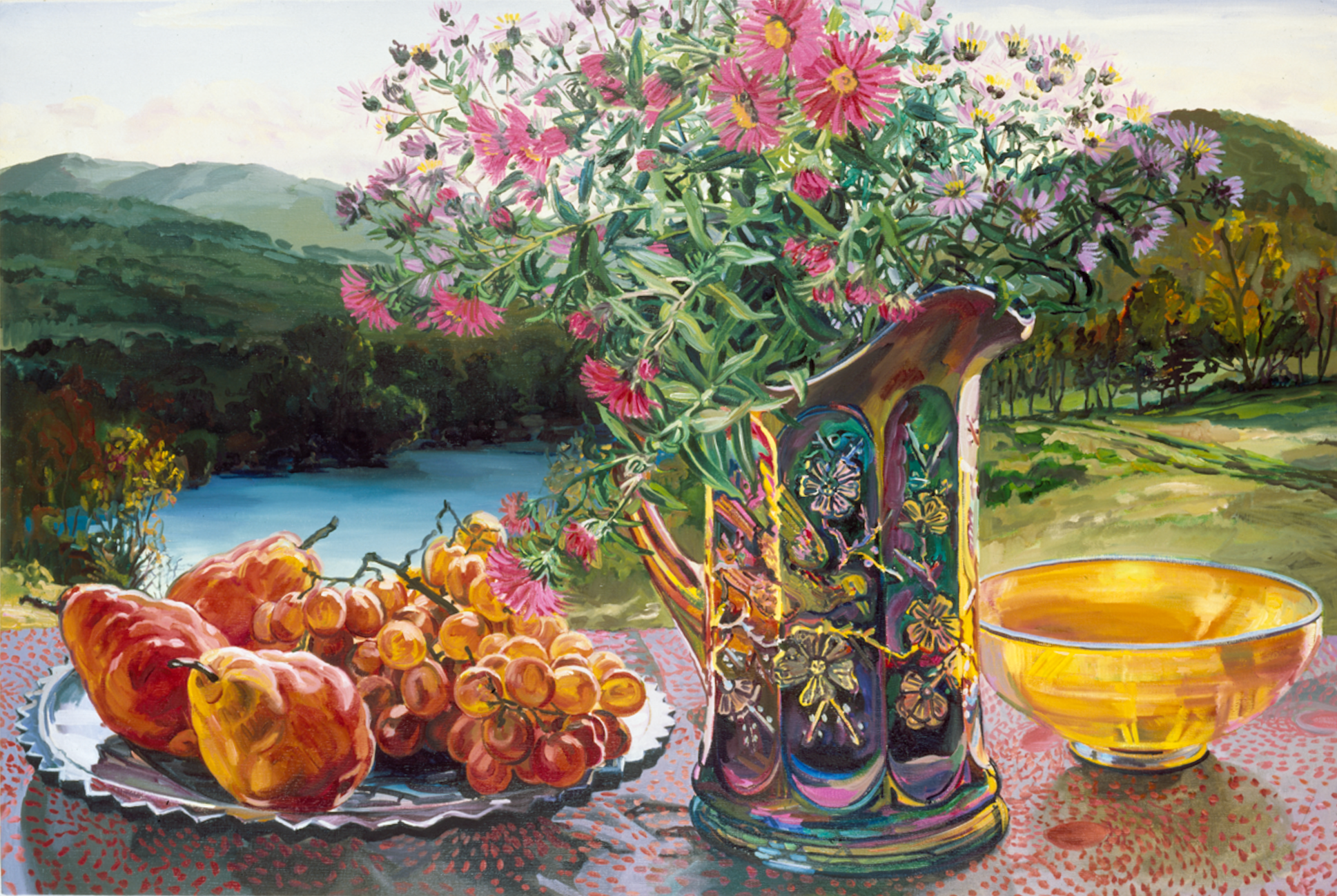 Asters, Pears and Grapes, 1990, 40 x 60 inches - Collection of The Philbrook Museum of Art