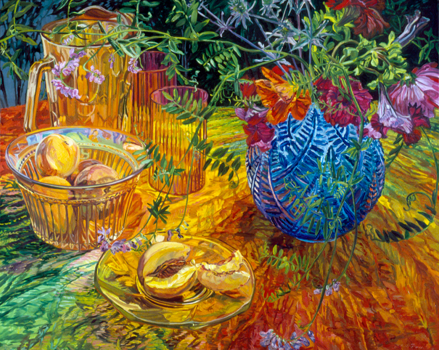 Cut Peach, Blue Vase, 1993, 40 x 50 inches