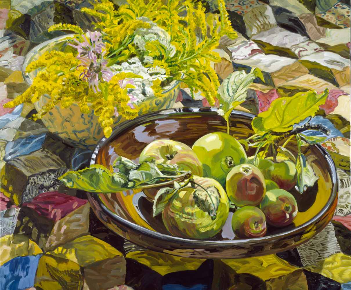 Crazy Quilt with Apples, 1991, 30 x 36 inches