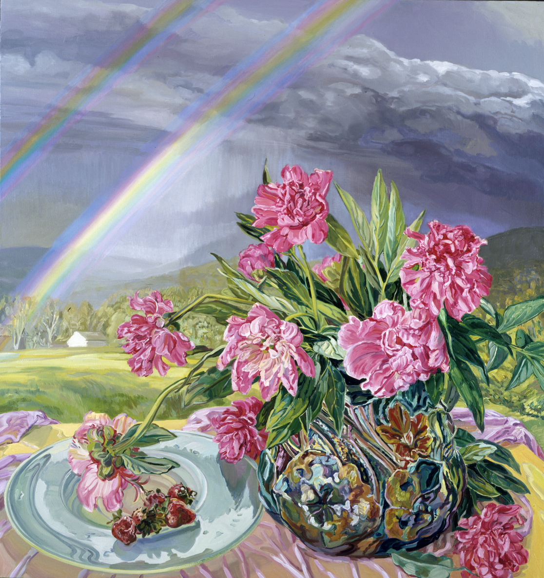 Peonies and Rainbow, 1991, 60 x 56 inches