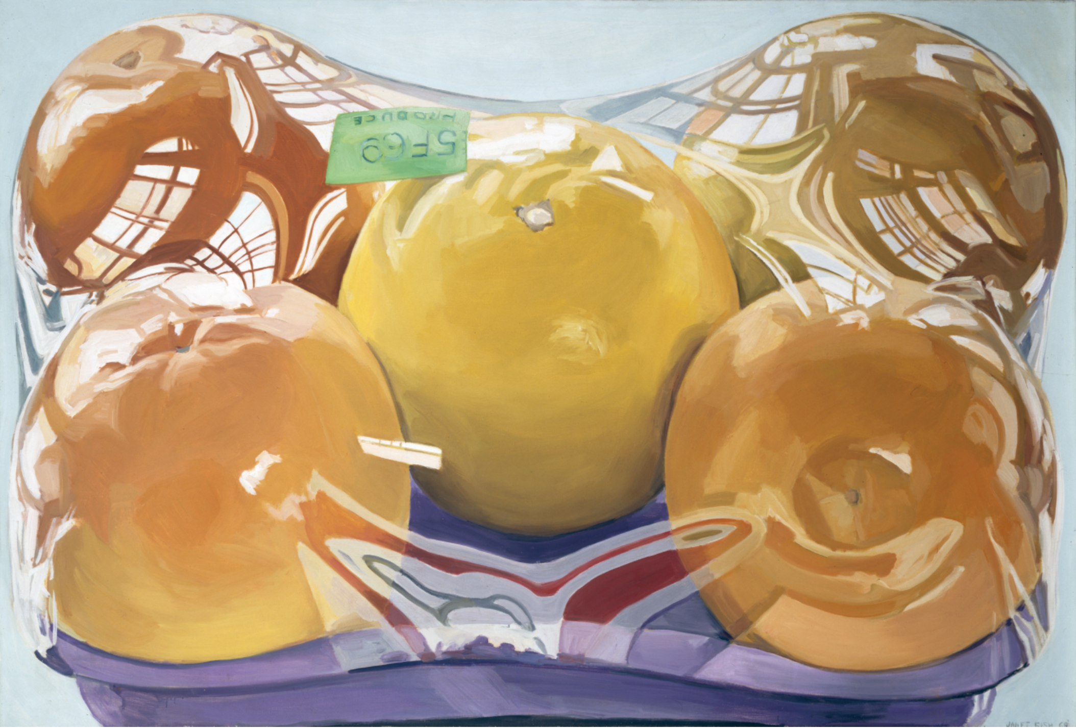 Oranges in Purple Box, 1969, 48.2 x 72.5 inches
