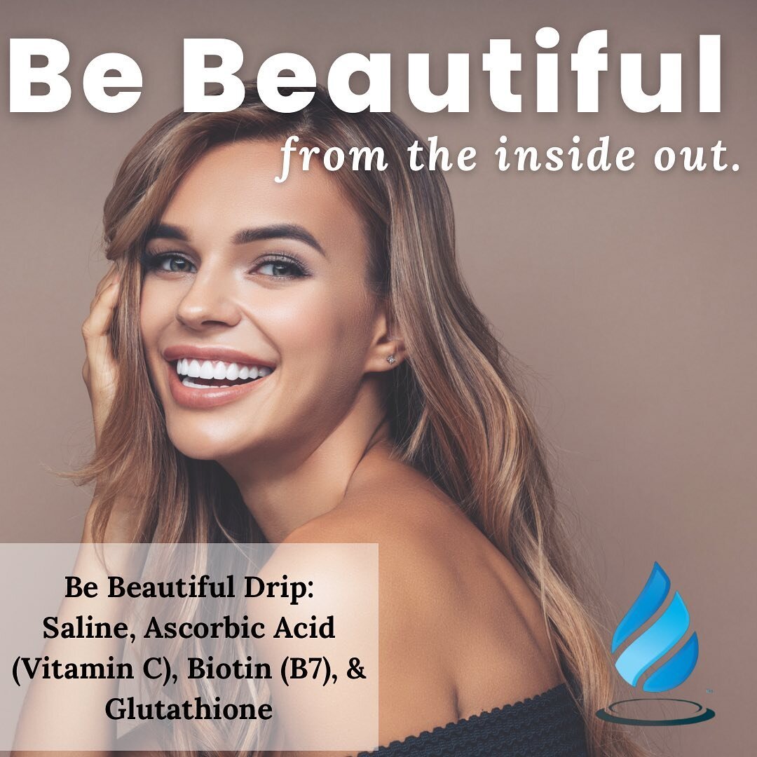 If you want glowing skin, strong nails, and thick hair, fuel your cells! Try our Be Beautiful drip today!