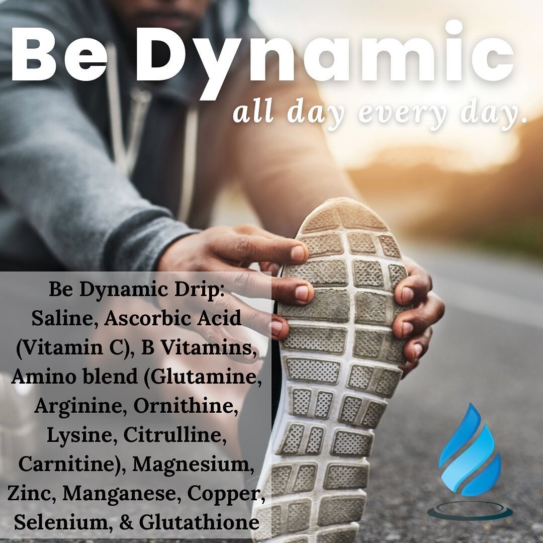 If you are looking for all the vitamins, minerals, amino acids, and antioxidants, this drip is for you!

Be Dynamic is our &ldquo;kitchen sink&rdquo; drip with all our goodies in it! Pair it with a vitamin D shot, and you will truly be hydrated, reju